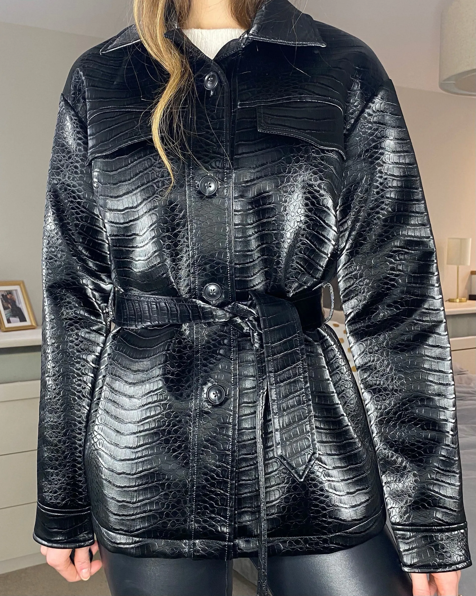 Women's Black PU Leather Jacket sold by Threadbare product image thumbnail 3