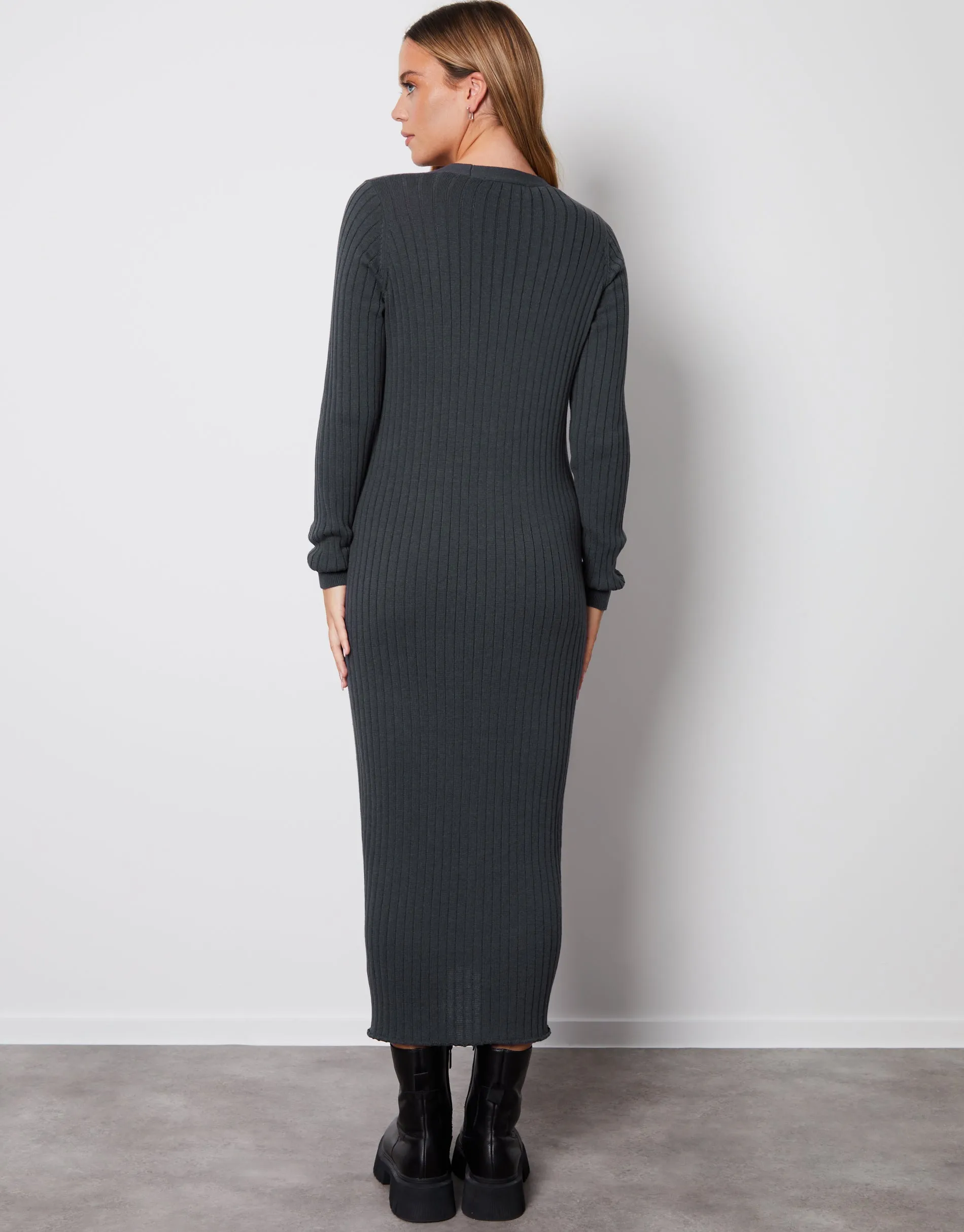 Women's Grey Button Down Knitted Dress sold by Threadbare product image thumbnail 2