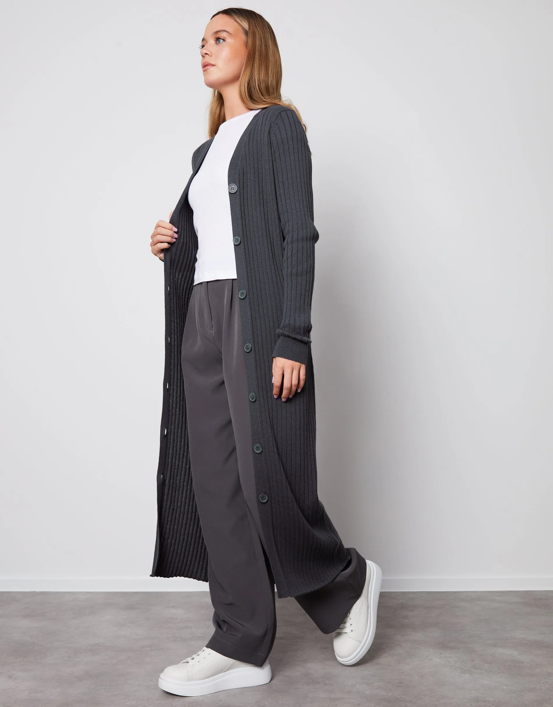 Women's Grey Button Down Knitted Dress sold by Threadbare