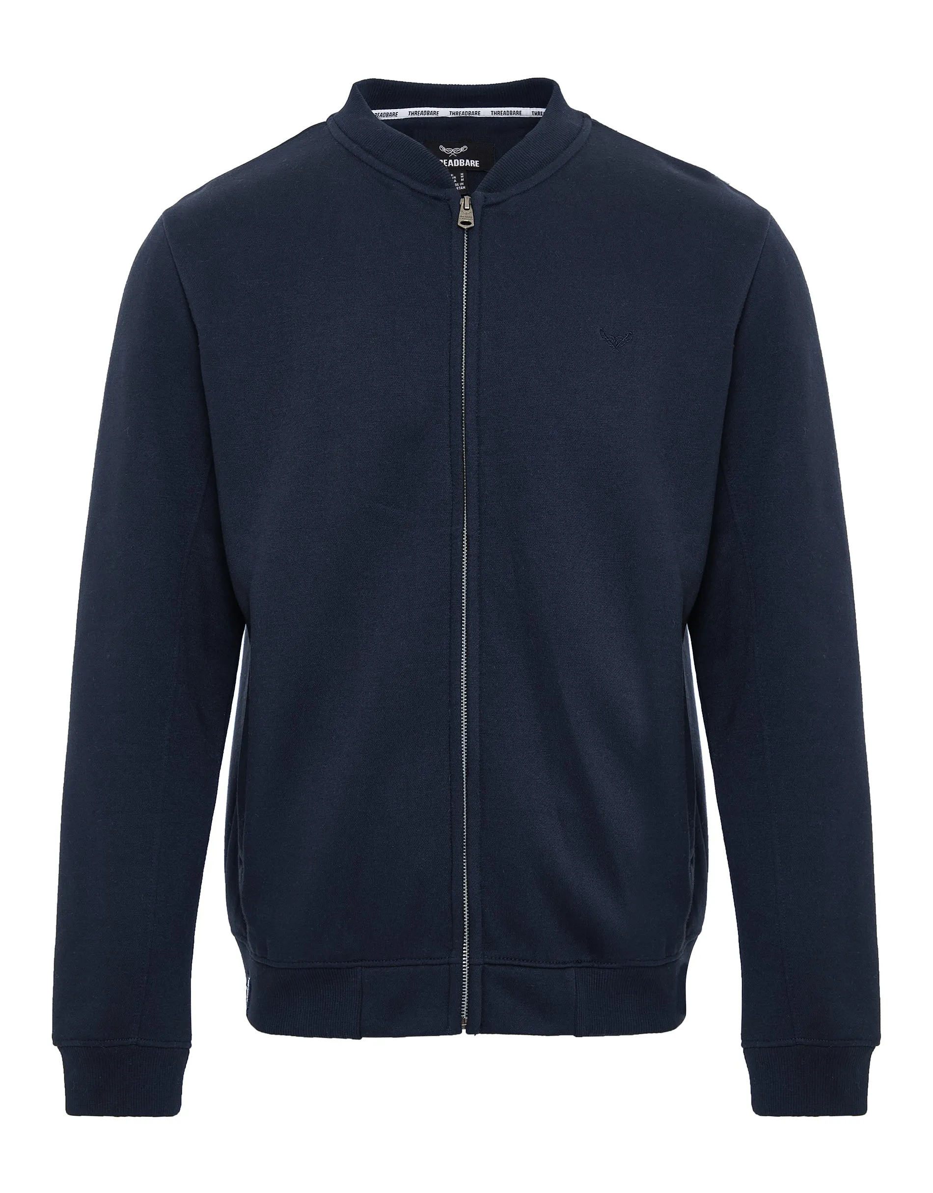 Men's Navy Zip Up Fleece Varsity Jacket sold by Threadbare product image thumbnail 5