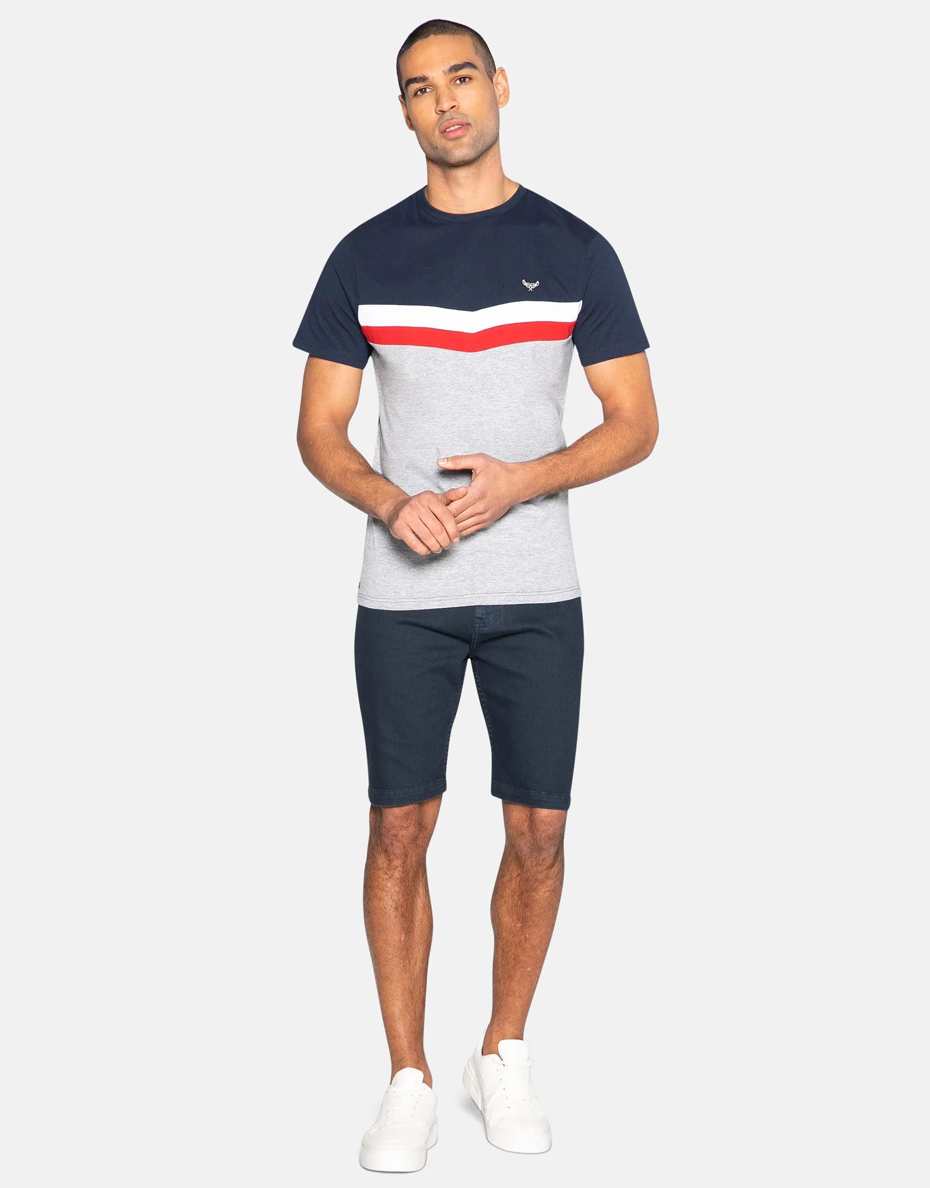 Men's Navy Colourblock Crew Neck T-Shirt sold by Threadbare product image thumbnail 3