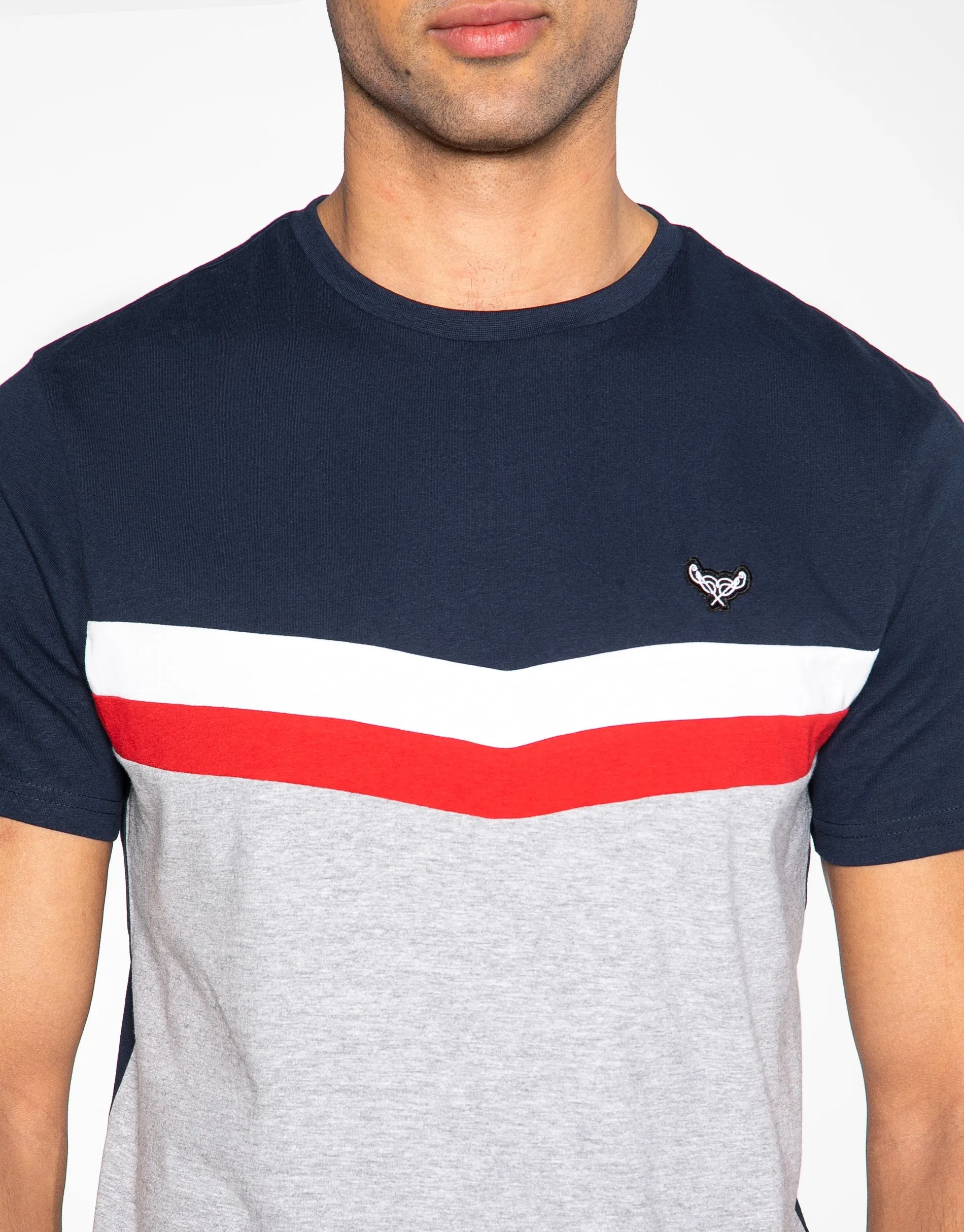 Men's Navy Colourblock Crew Neck T-Shirt sold by Threadbare product image thumbnail 4
