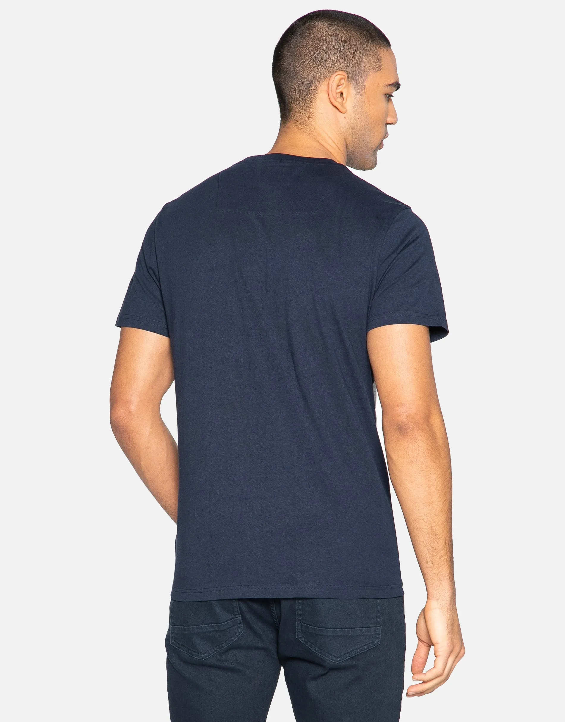 Men's Navy Colourblock Crew Neck T-Shirt sold by Threadbare product image thumbnail 2