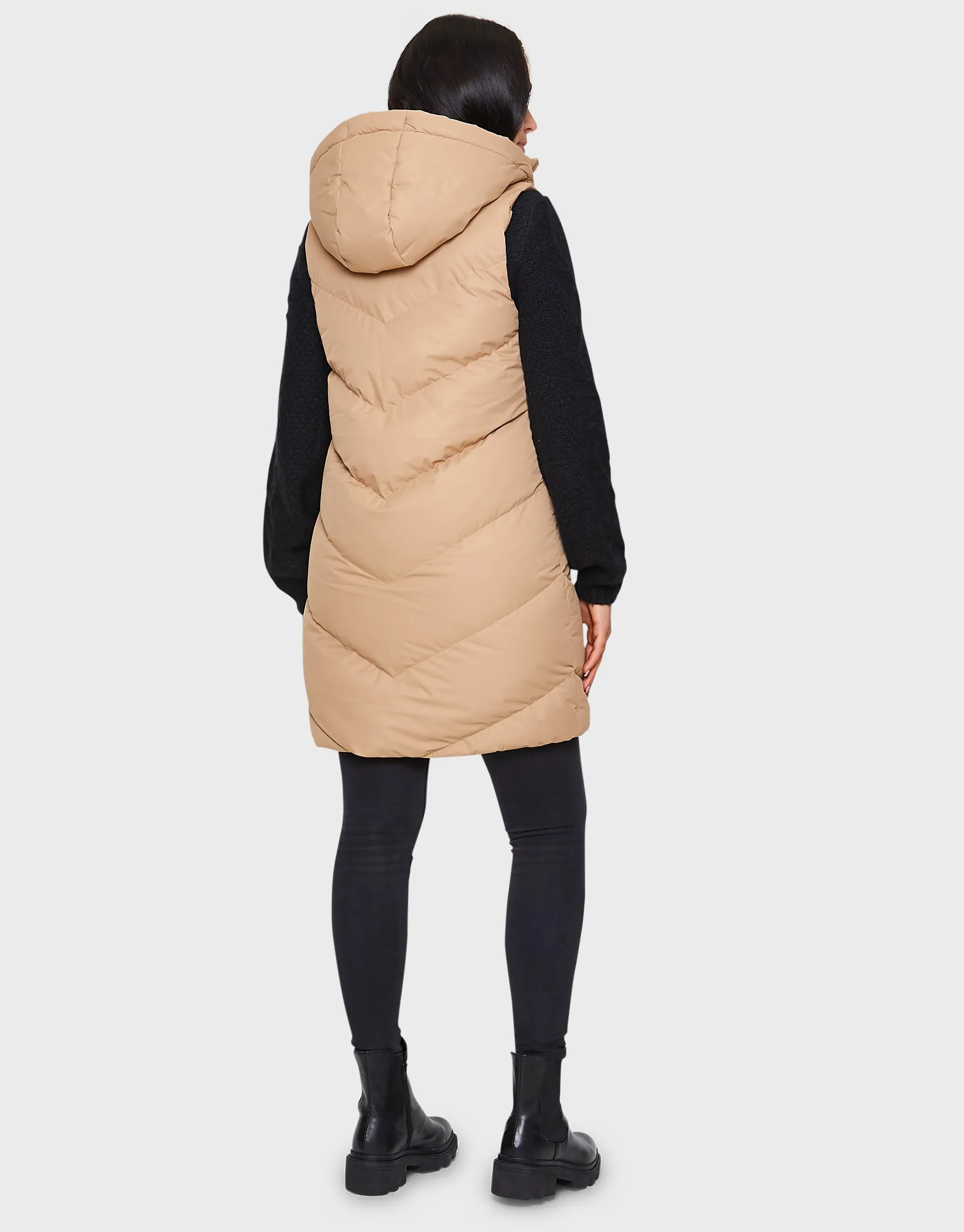 Women's Tan Longline Padded Gilet sold by Threadbare product image thumbnail 2