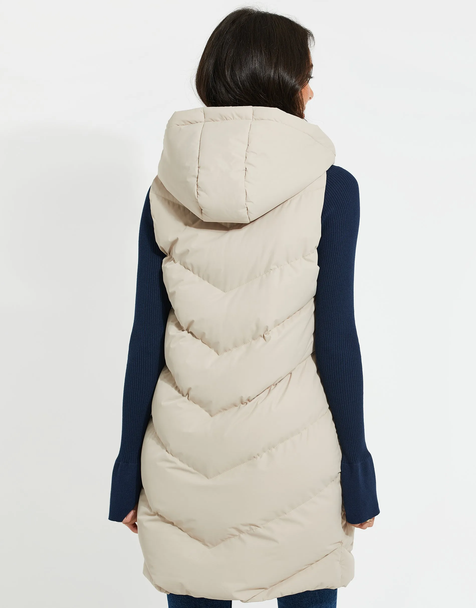 Women's Stone Longline Padded Gilet sold by Threadbare product image thumbnail 3