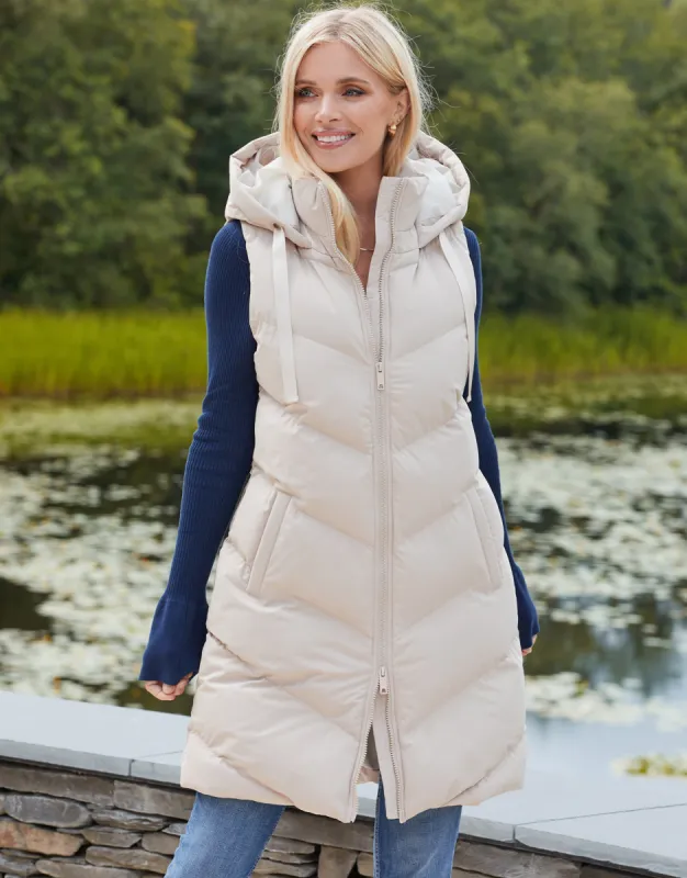 Women's Stone Longline Padded Gilet sold by Threadbare