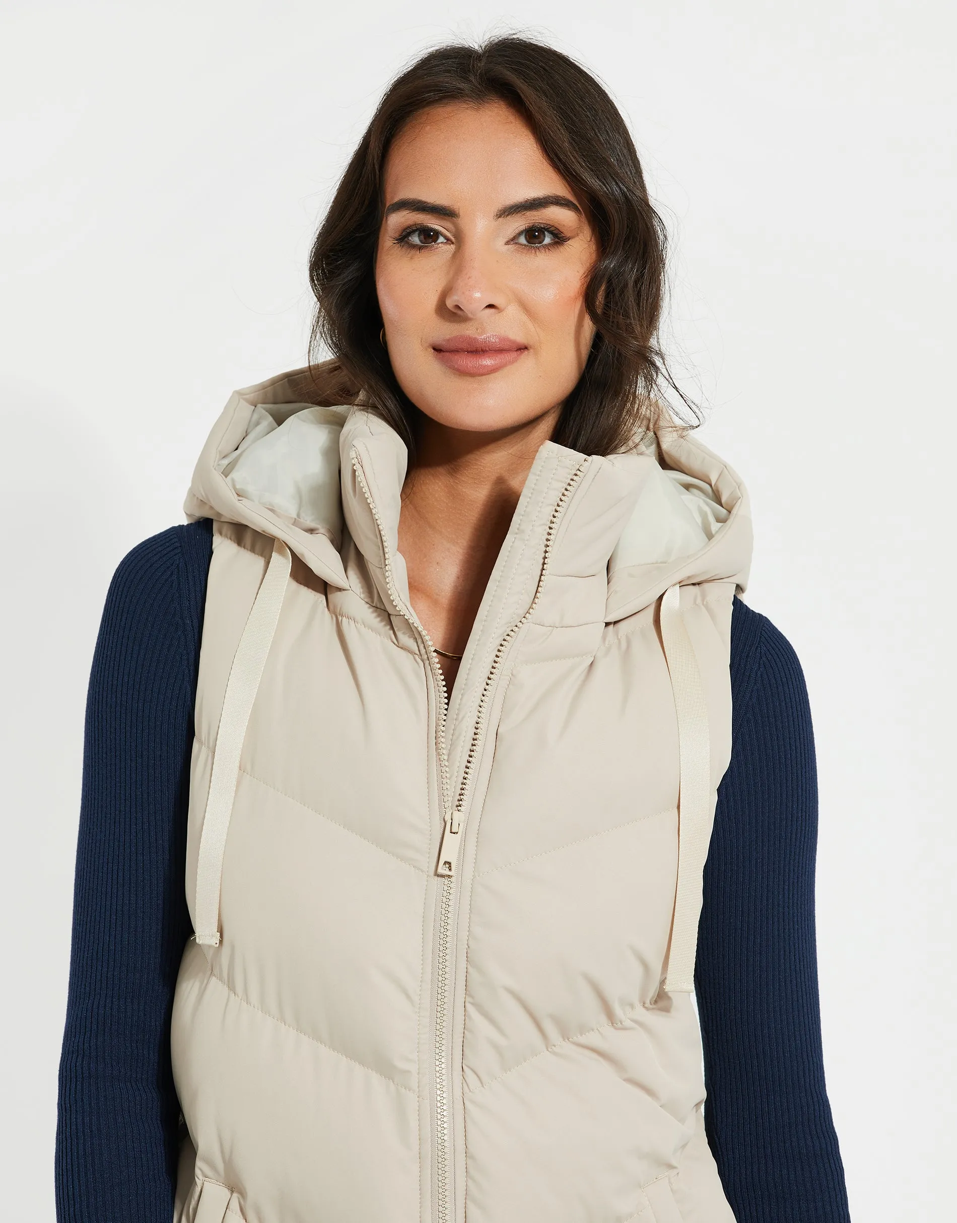 Women's Stone Longline Padded Gilet sold by Threadbare product image thumbnail 4
