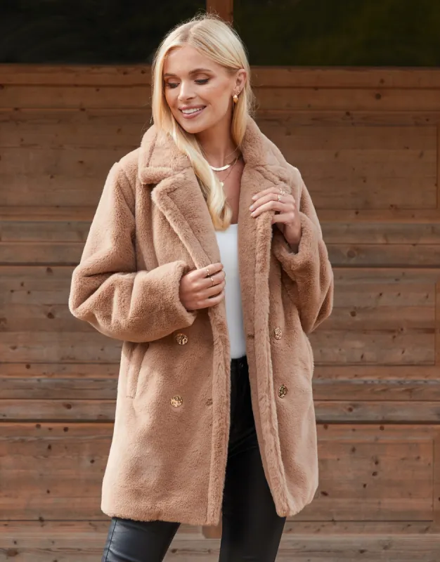 Women's Tan Faux Fur Coat sold by Threadbare
