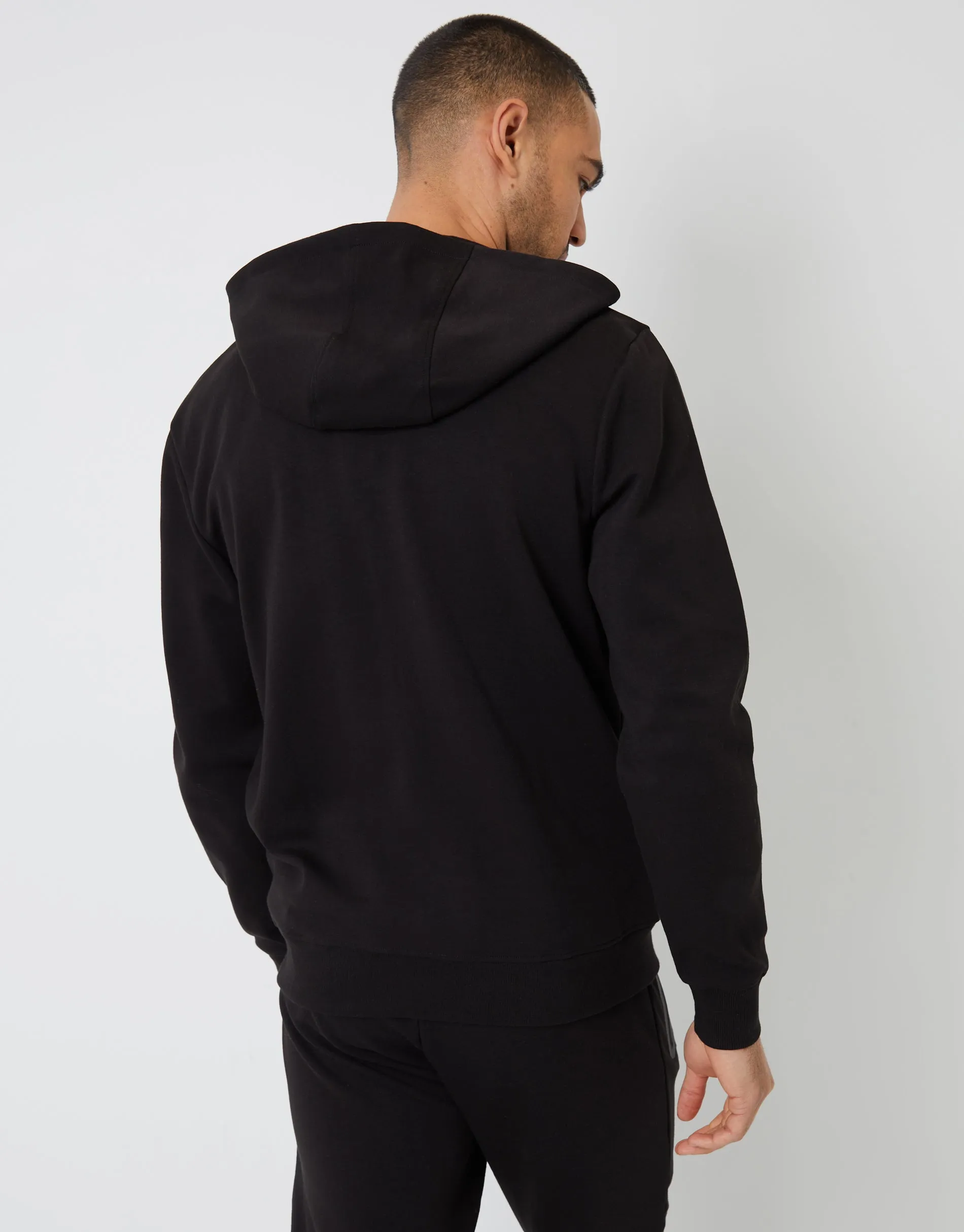 Men's Black Chevron Detail Zip-Through Hoodie sold by Threadbare product image thumbnail 2