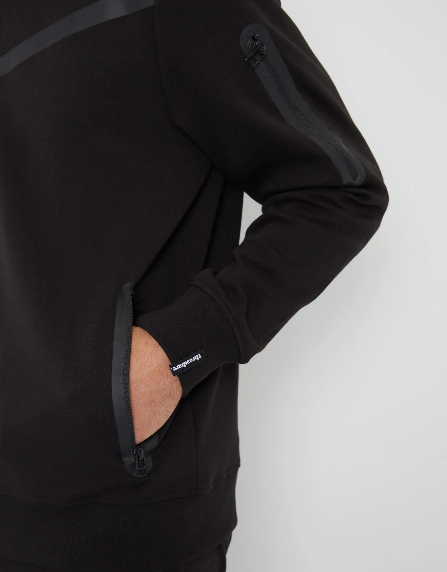 Men's Black Chevron Detail Zip-Through Hoodie sold by Threadbare product image thumbnail 4