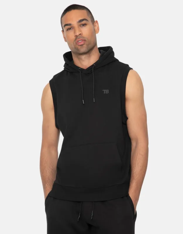 Men's Black Sleeveless Pullover Gym Hoodie sold by Threadbare