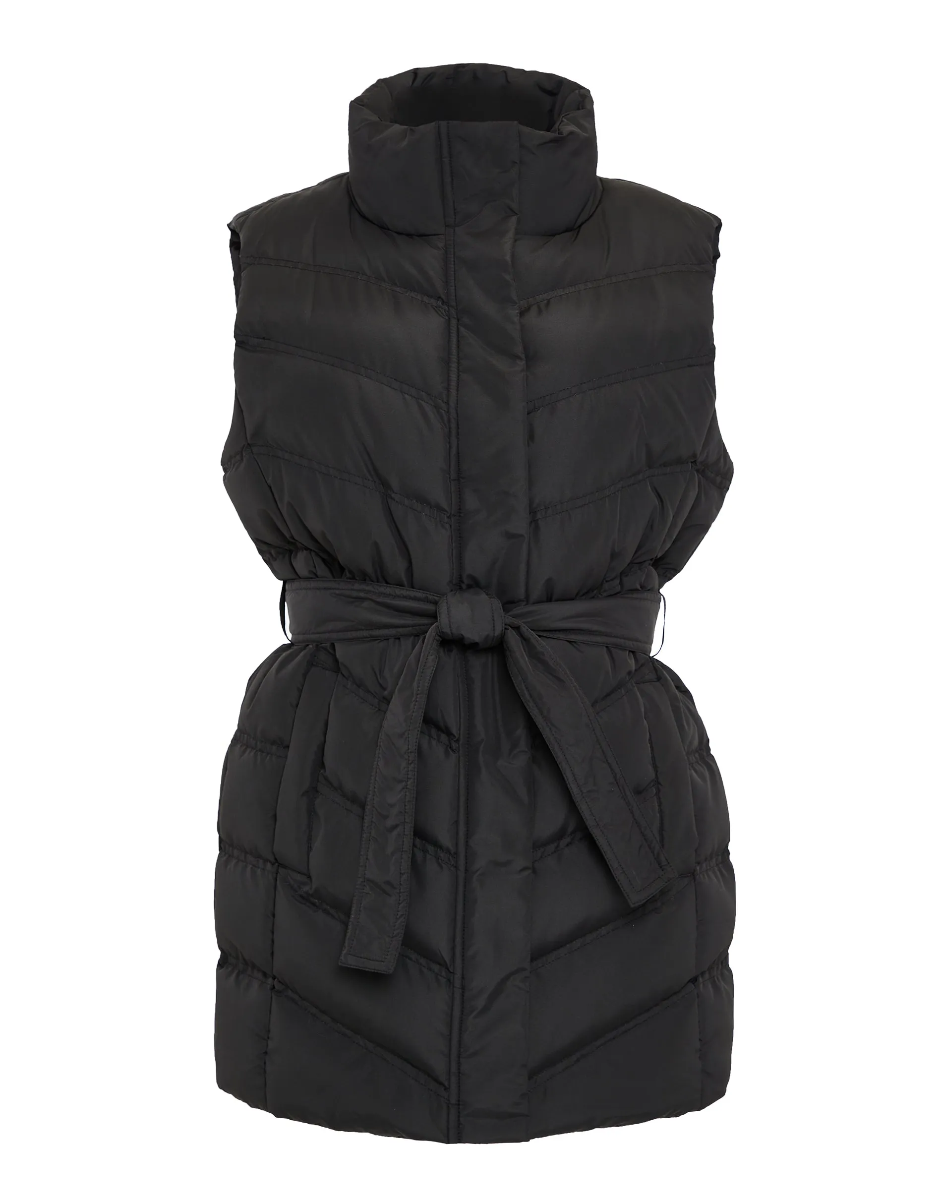 Women's Black Quilted Belted Gilet sold by Threadbare product image thumbnail 5