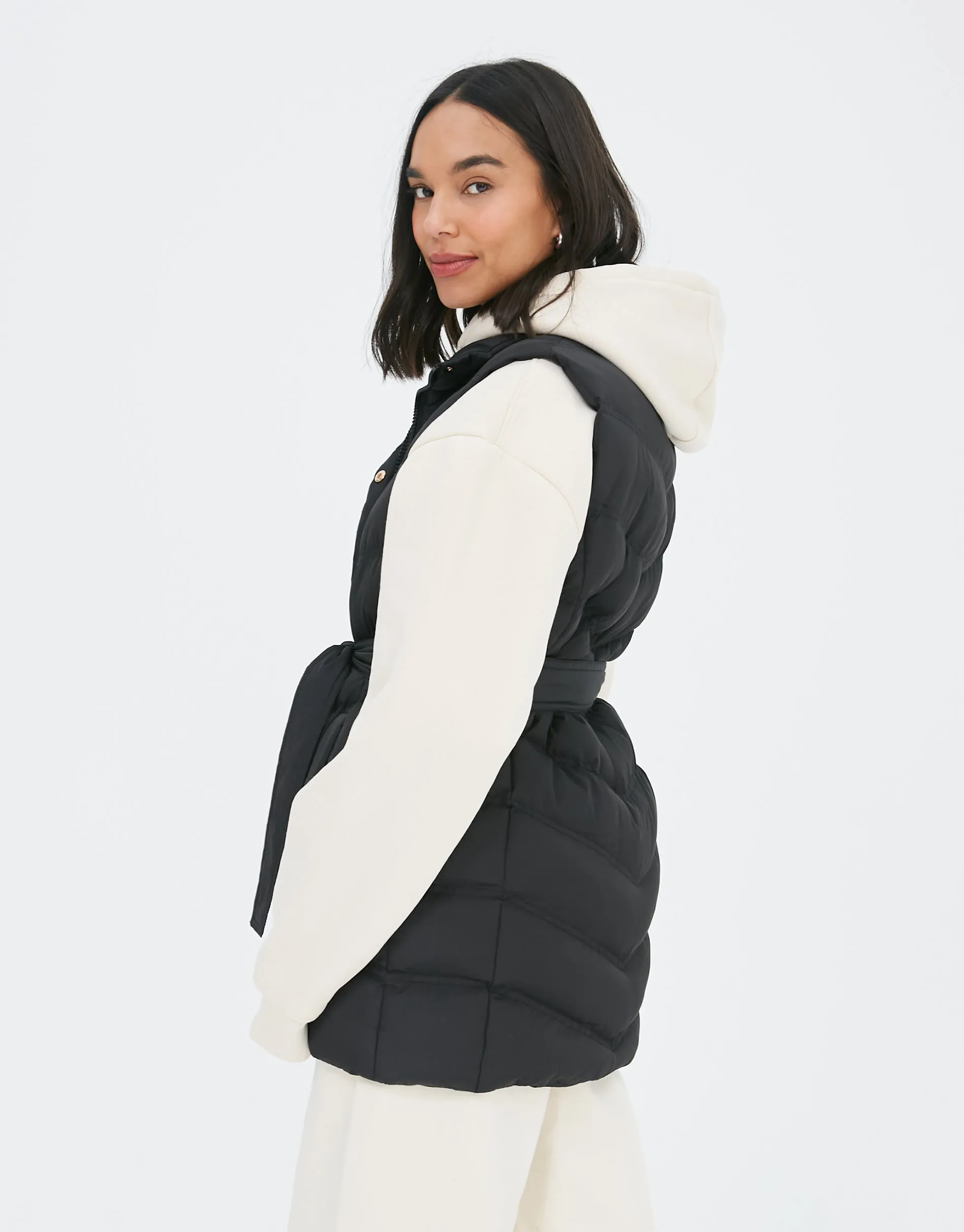 Women's Black Quilted Belted Gilet sold by Threadbare product image thumbnail 2