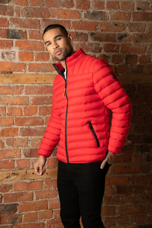 Men's Red Lightweight Puffer Jacket sold by Threadbare