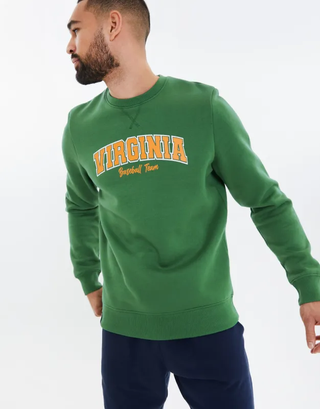 Men's Green Virginia Fleece Sweatshirt sold by Threadbare