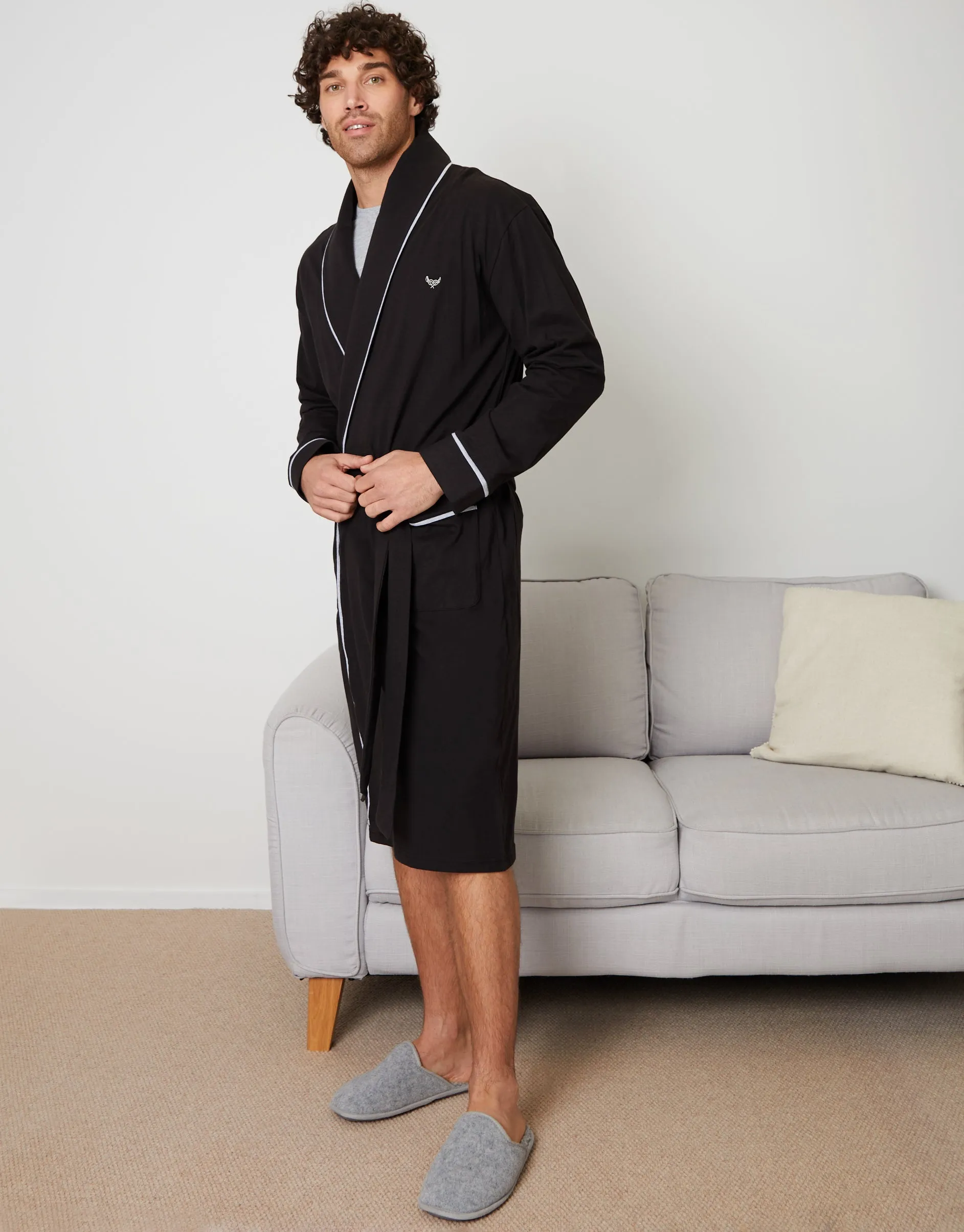 Threadbare Men's Black Lightweight Dressing Gown sold by Threadbare product image thumbnail 3