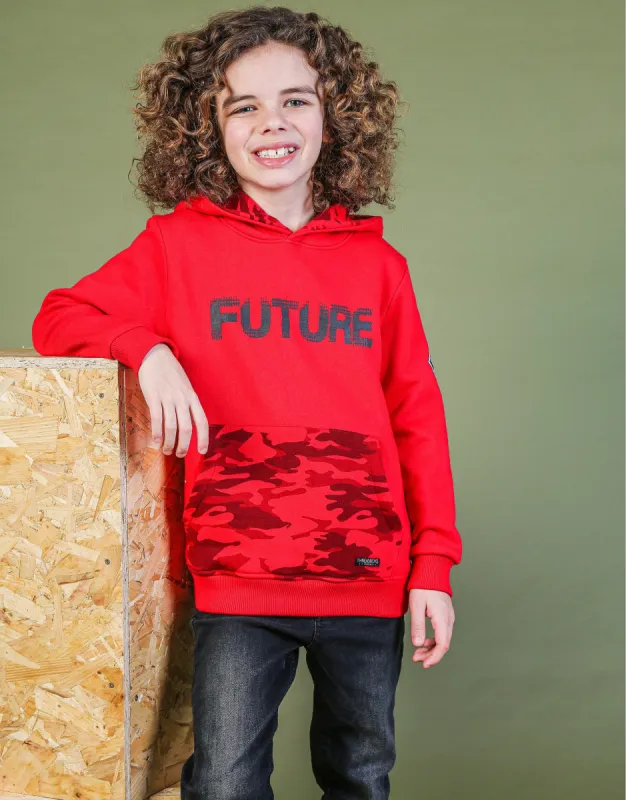 Boys' Red Camo Hoodie sold by Threadbare