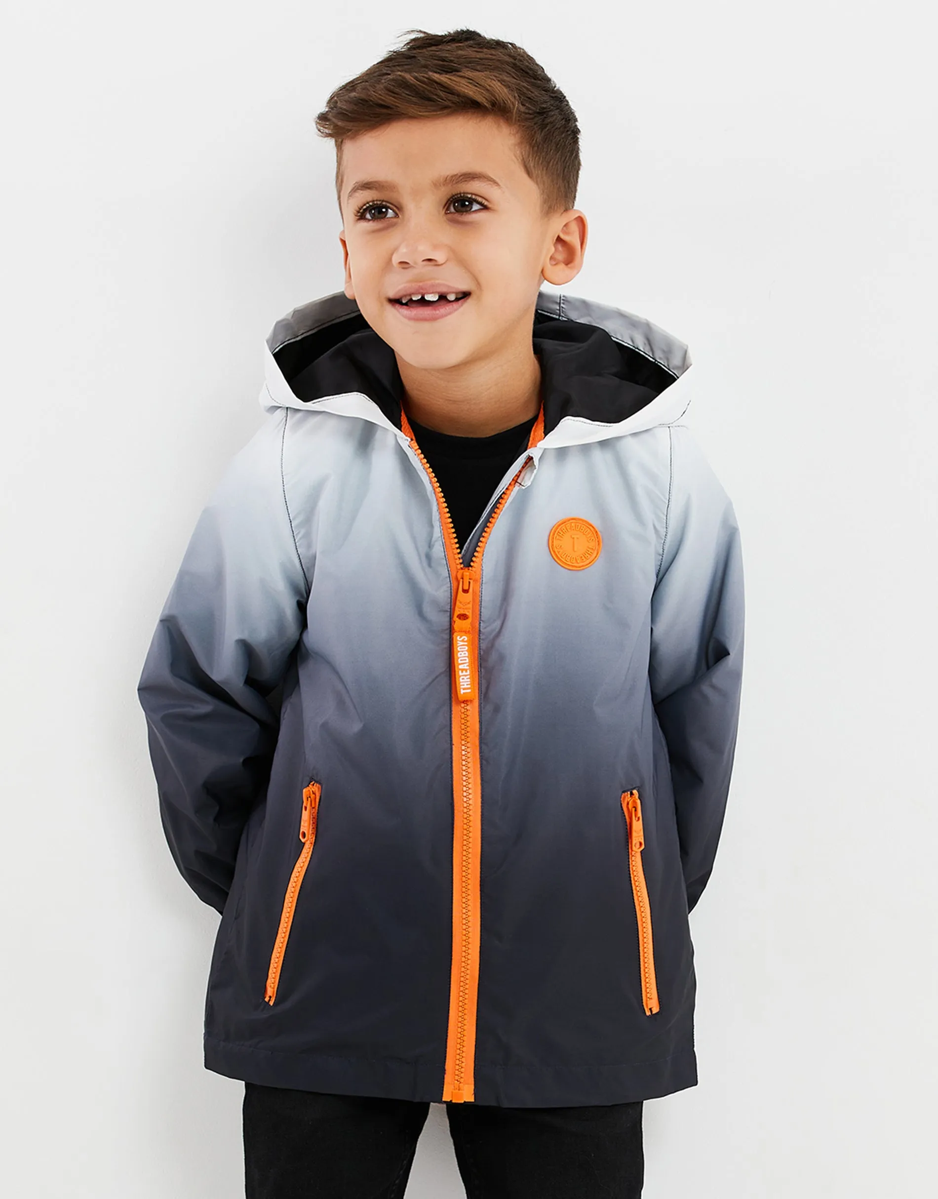 Boys' Black Ombre Hooded Jacket sold by Threadbare