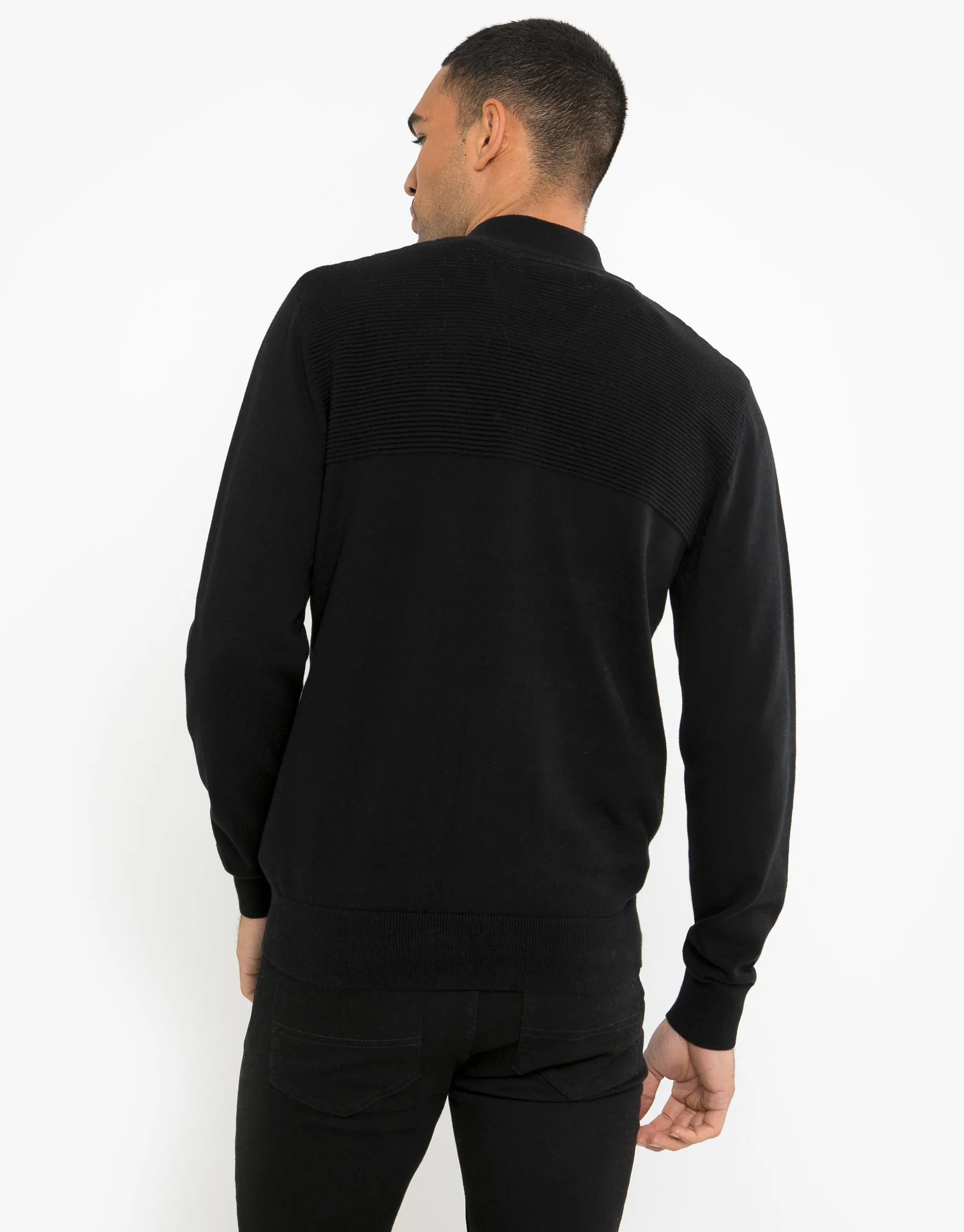 Men's Black Zip-Through Cardigan sold by Threadbare product image thumbnail 2