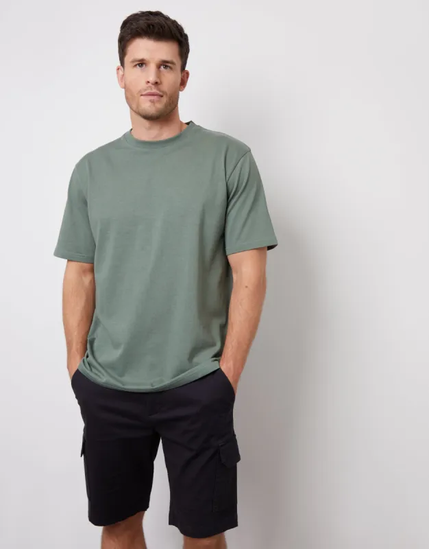 Men's Dark Forest Green Relaxed Fit T-Shirt sold by Threadbare