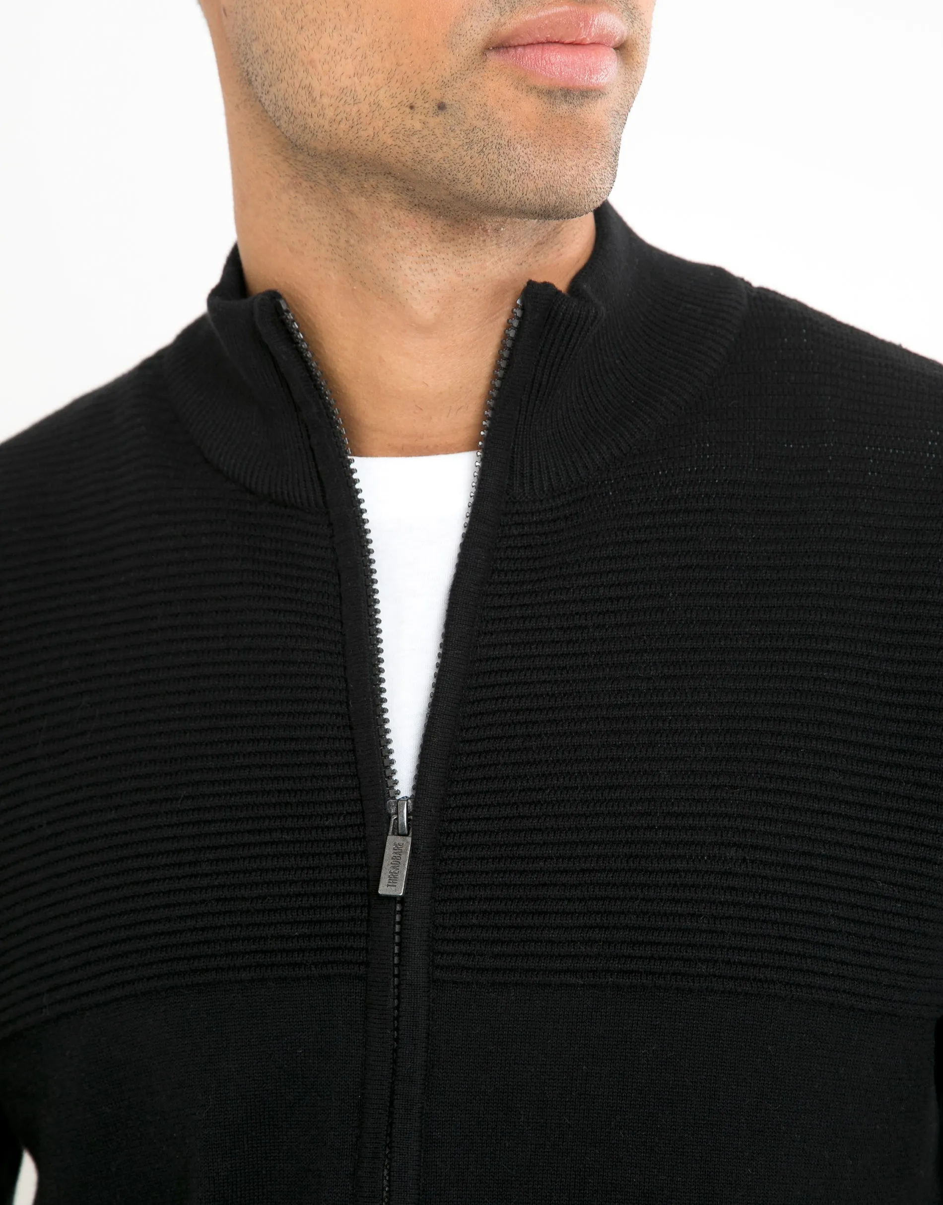 Men's Black Zip-Through Cardigan sold by Threadbare product image thumbnail 4