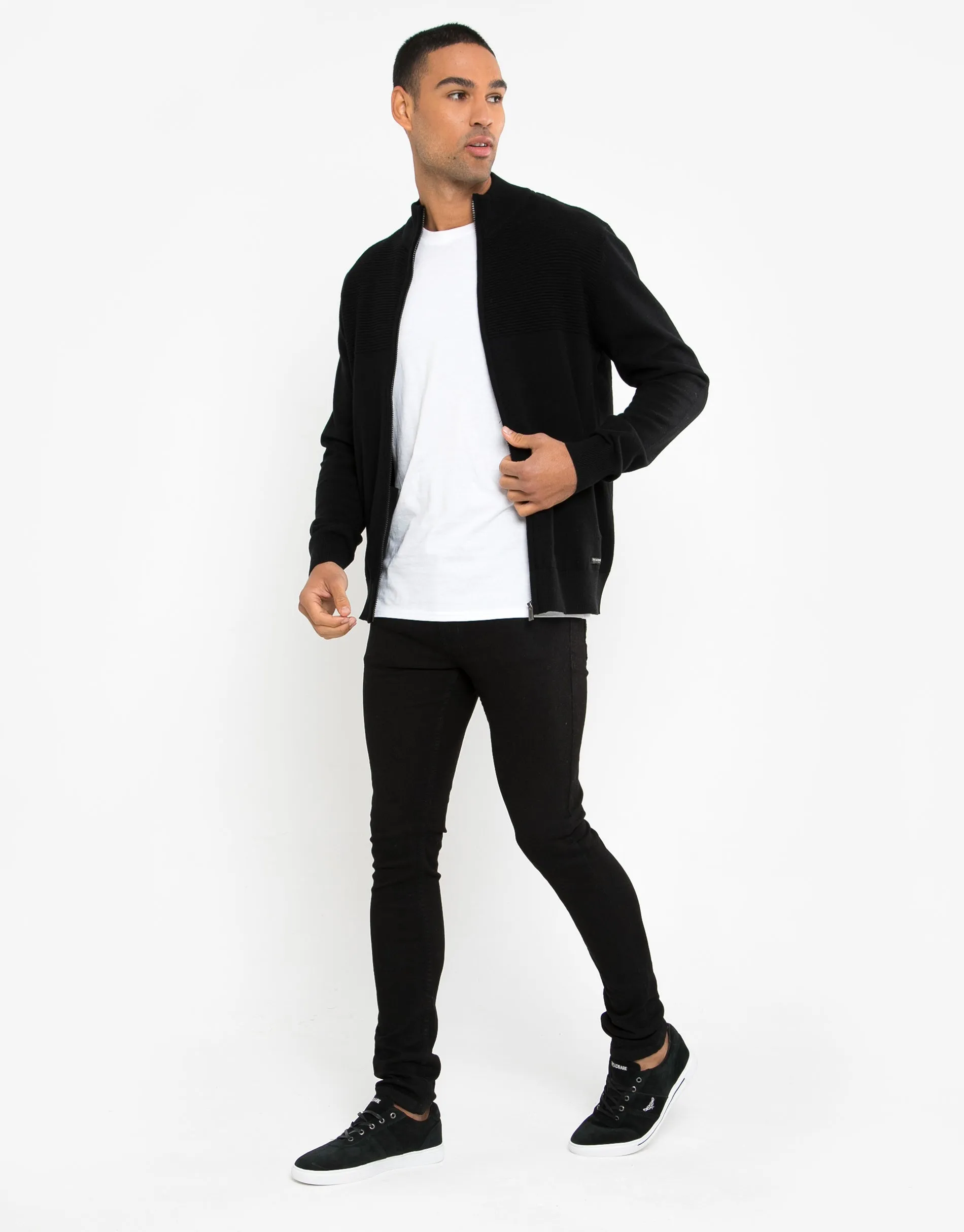 Men's Black Zip-Through Cardigan sold by Threadbare product image thumbnail 3