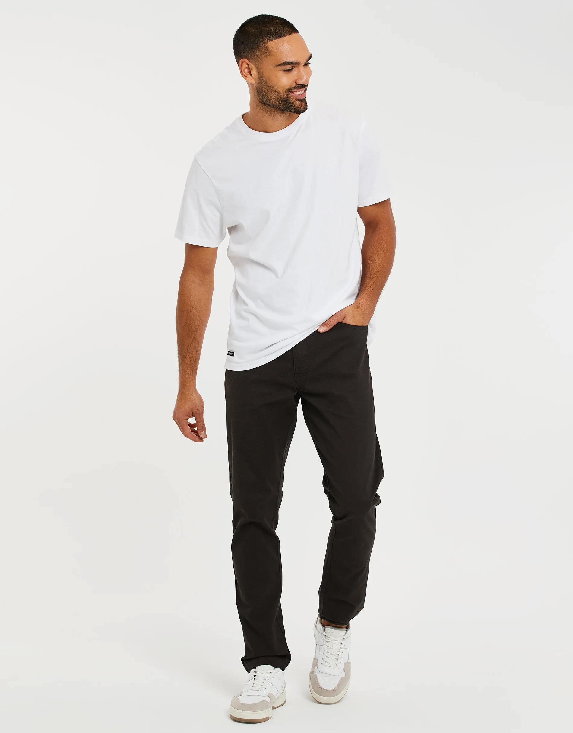 Men's Black Drawcord Chino Trousers sold by Threadbare product image thumbnail 3