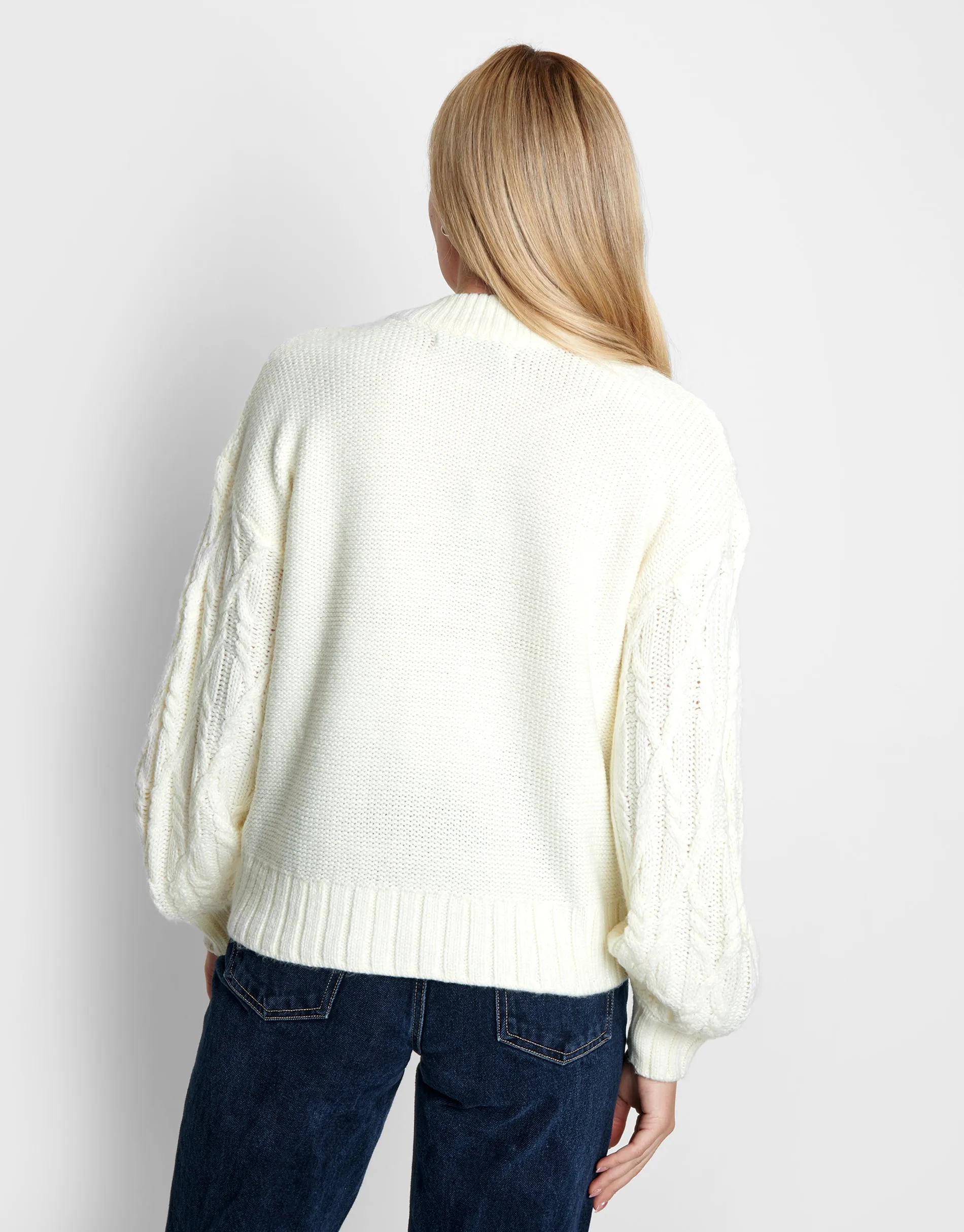 Women's Cream Cable Knit Cardigan sold by Threadbare product image thumbnail 2