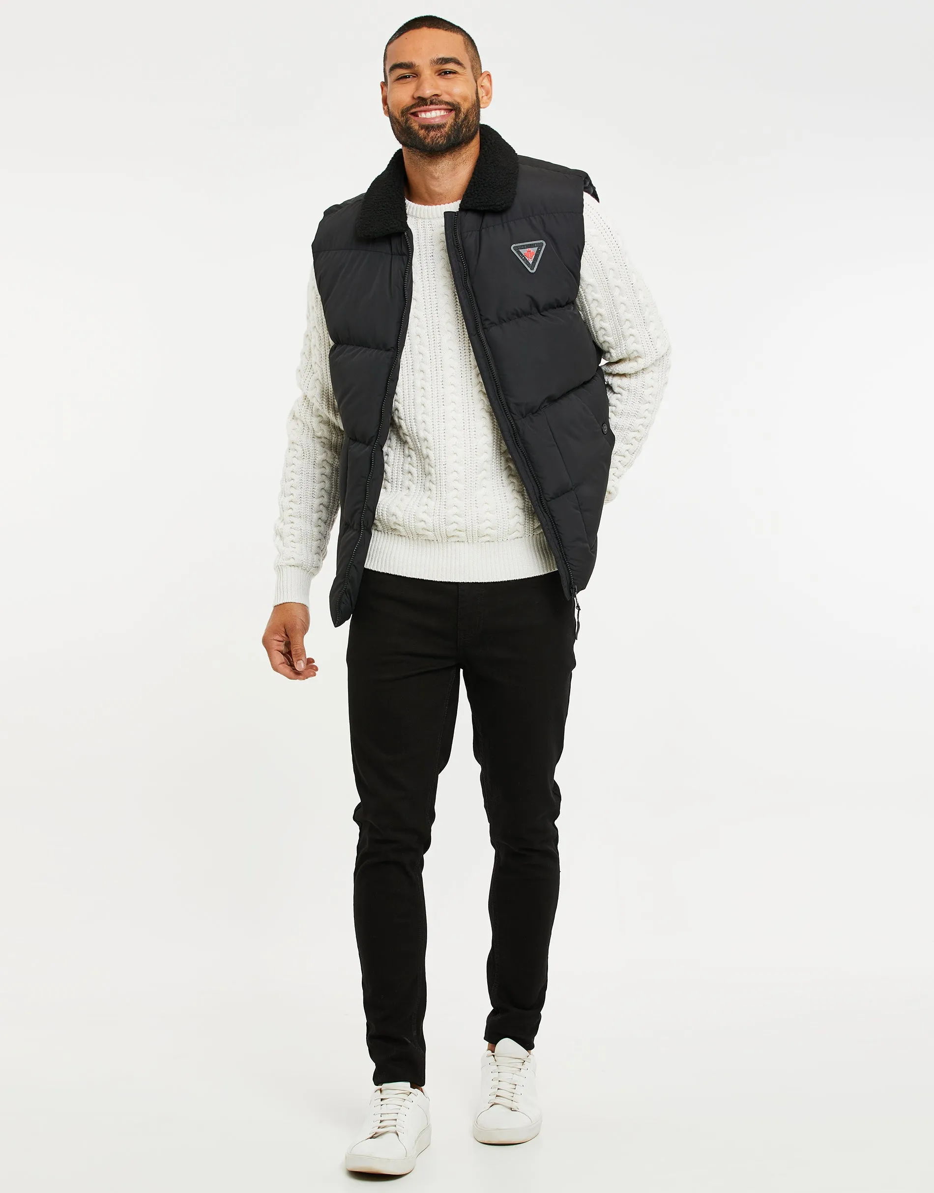 Men's Black Borg Collar Padded Gilet sold by Threadbare product image thumbnail 3