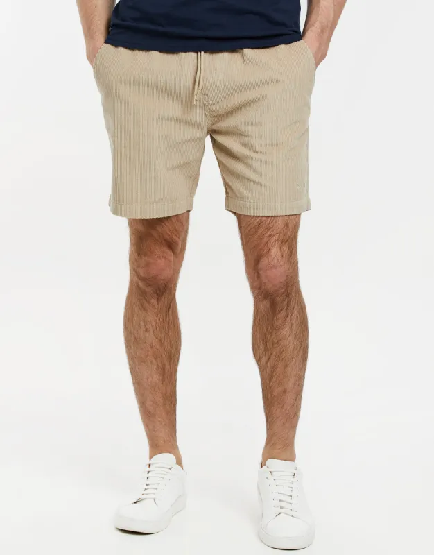 Men's Stone Corduroy Shorts sold by Threadbare