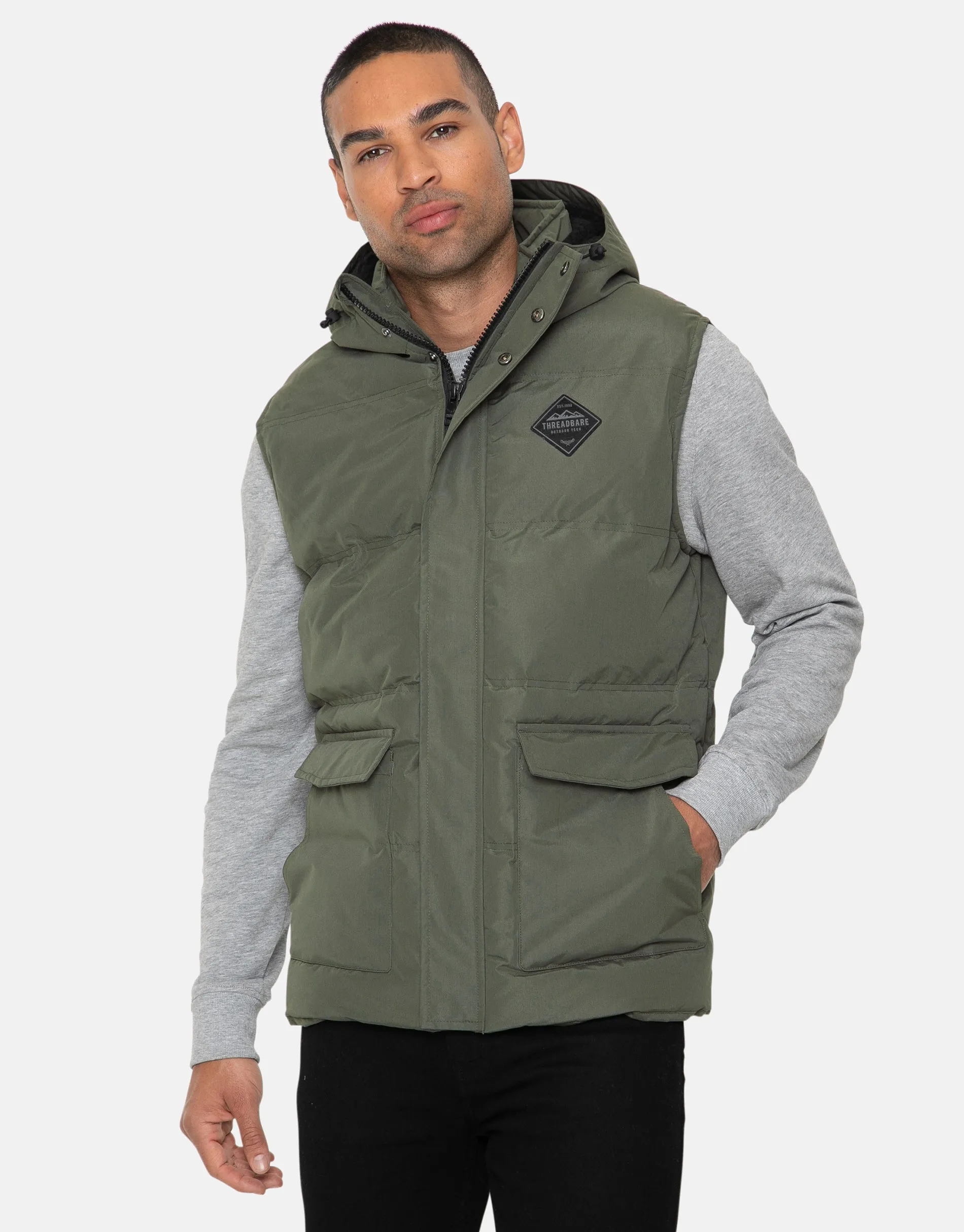 Men's Khaki Quilted Gilet sold by Threadbare