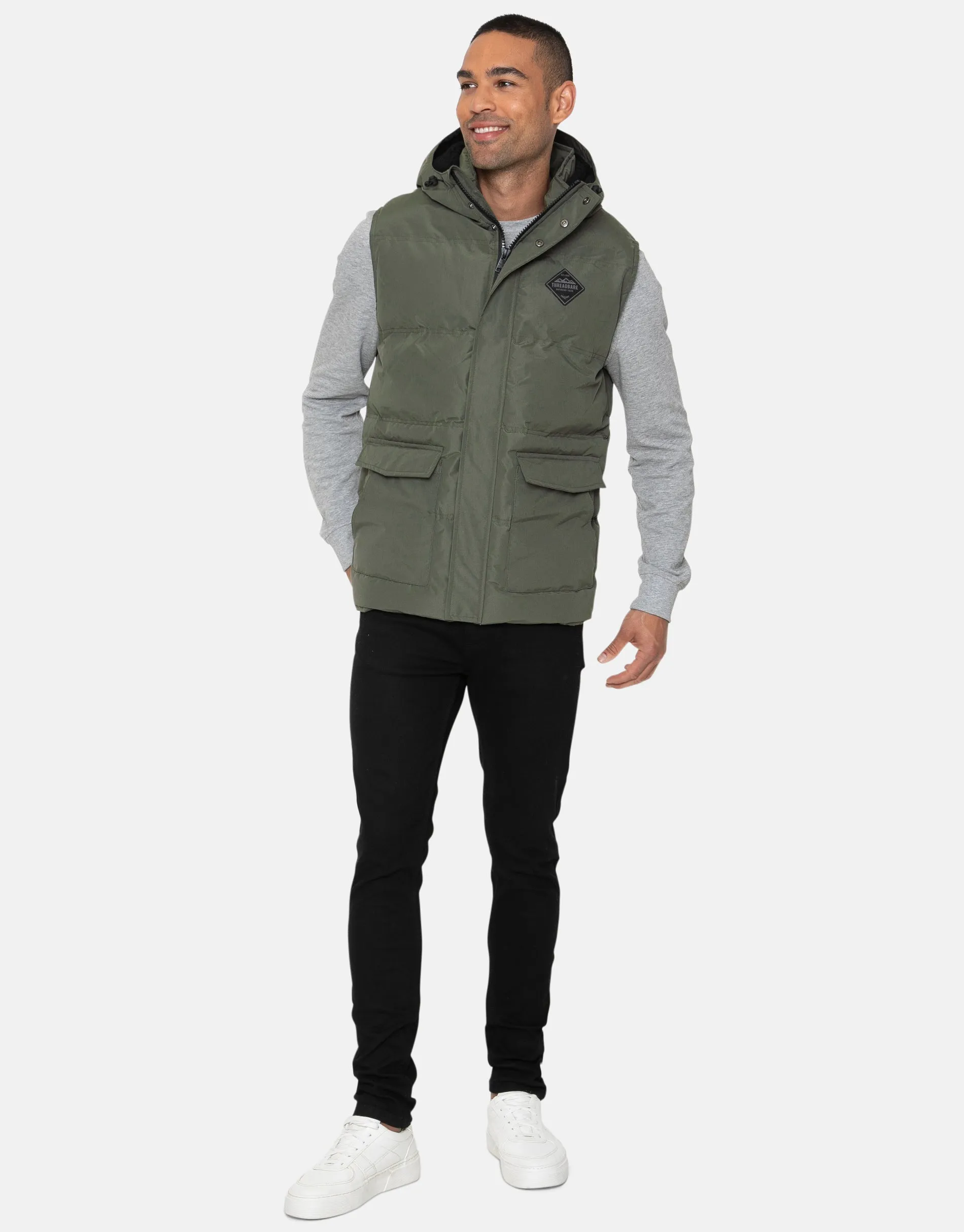 Men's Khaki Quilted Gilet sold by Threadbare product image thumbnail 3