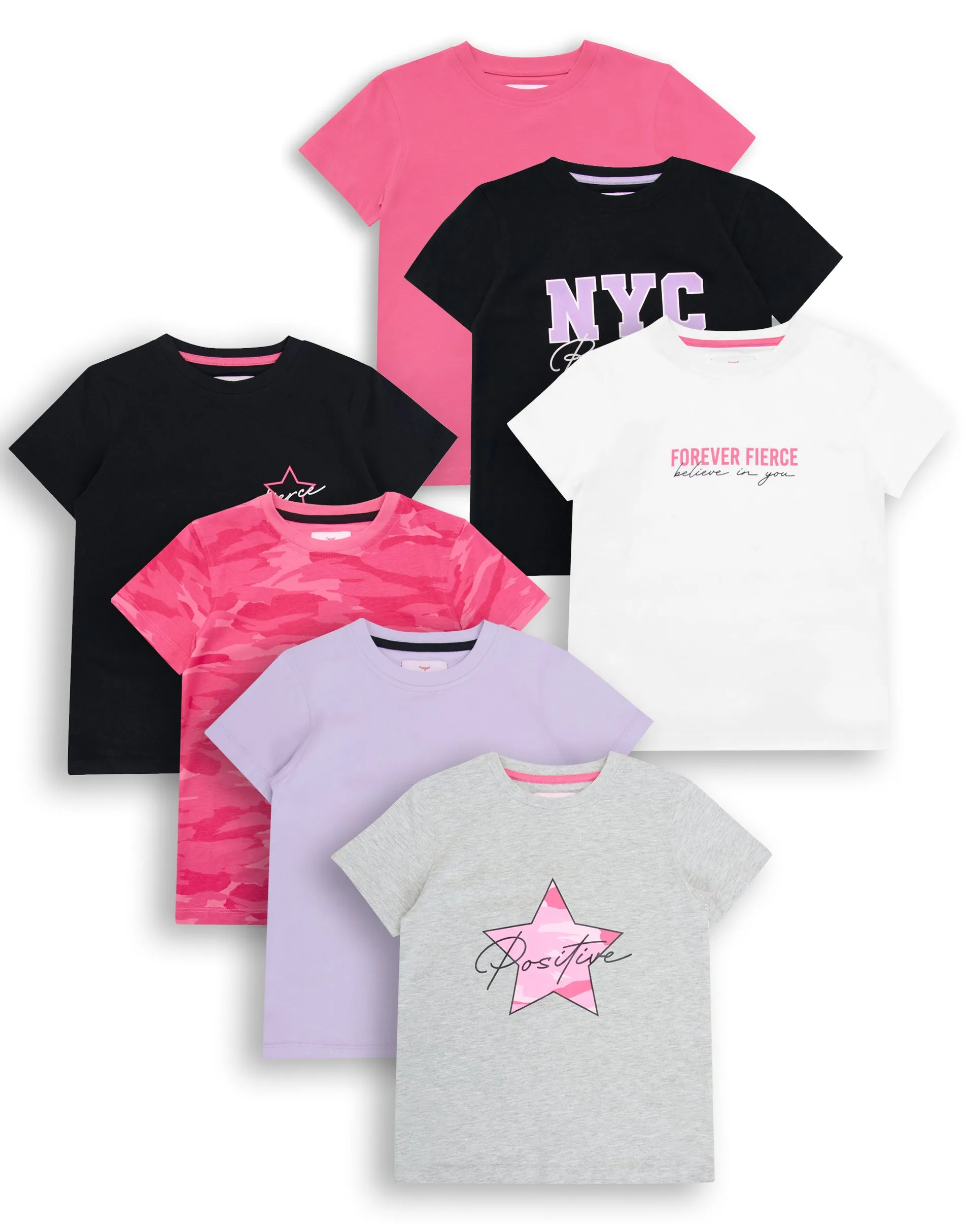 Girls' Crew Neck T-Shirts (7 Pack) sold by Threadbare