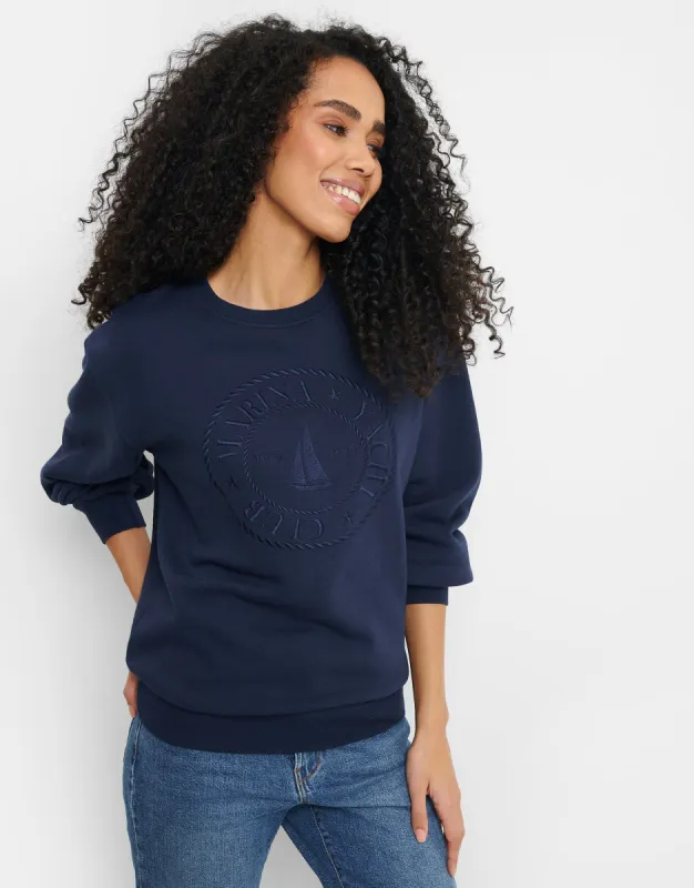 Women's Navy Embroidered Sweatshirt sold by Threadbare