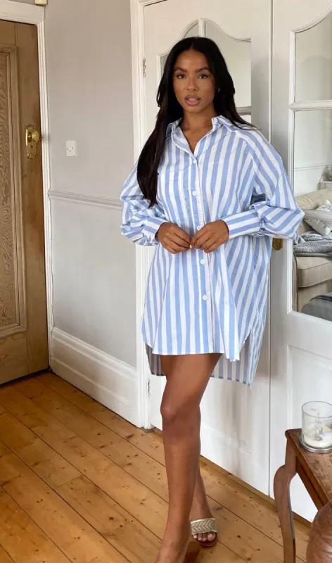 Women's Blue Striped Shirt Dress sold by Threadbare