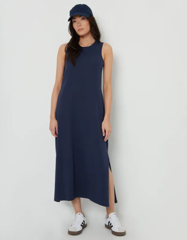 Threadbare Women's Navy Sleeveless Jersey Midi Dress with Pockets sold by Threadbare