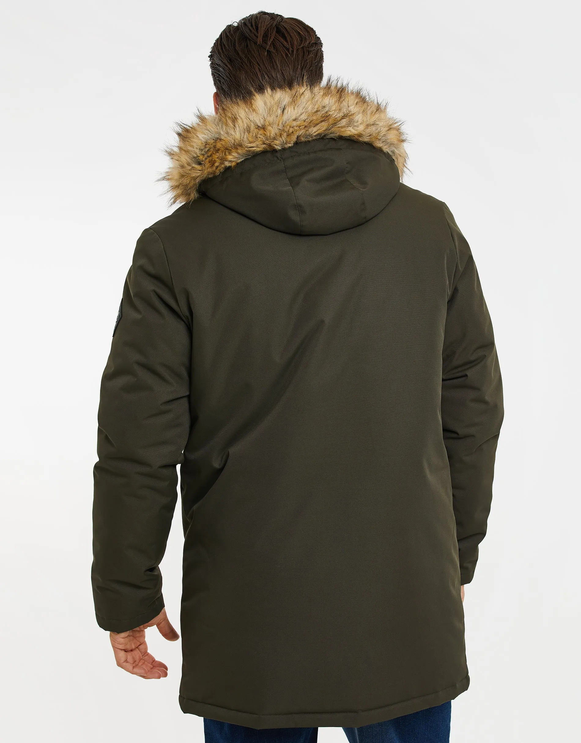 Men's Khaki Borg Lined Parka Jacket sold by Threadbare product image thumbnail 2