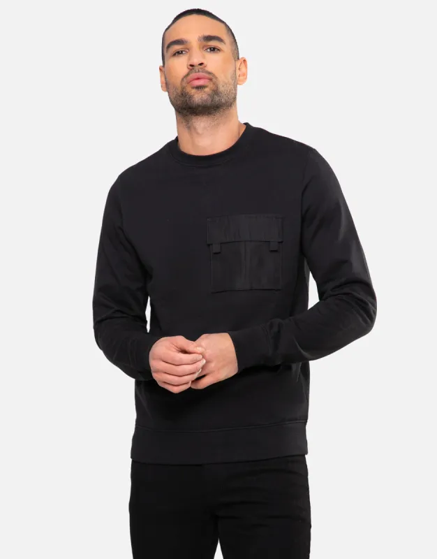 Men's Black Military Style Sweatshirt sold by Threadbare