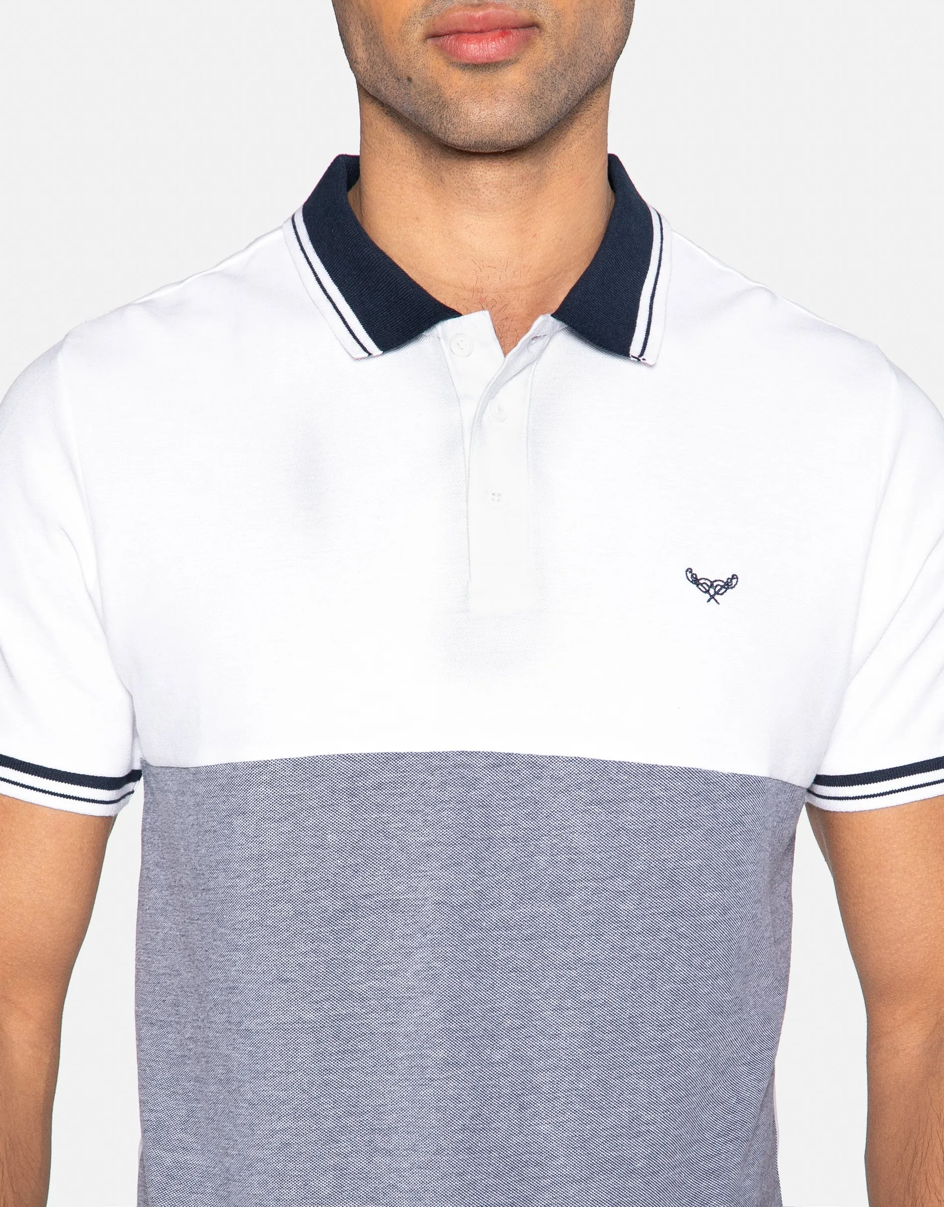 Men's White Two Tone Pique Polo Shirt sold by Threadbare product image thumbnail 4