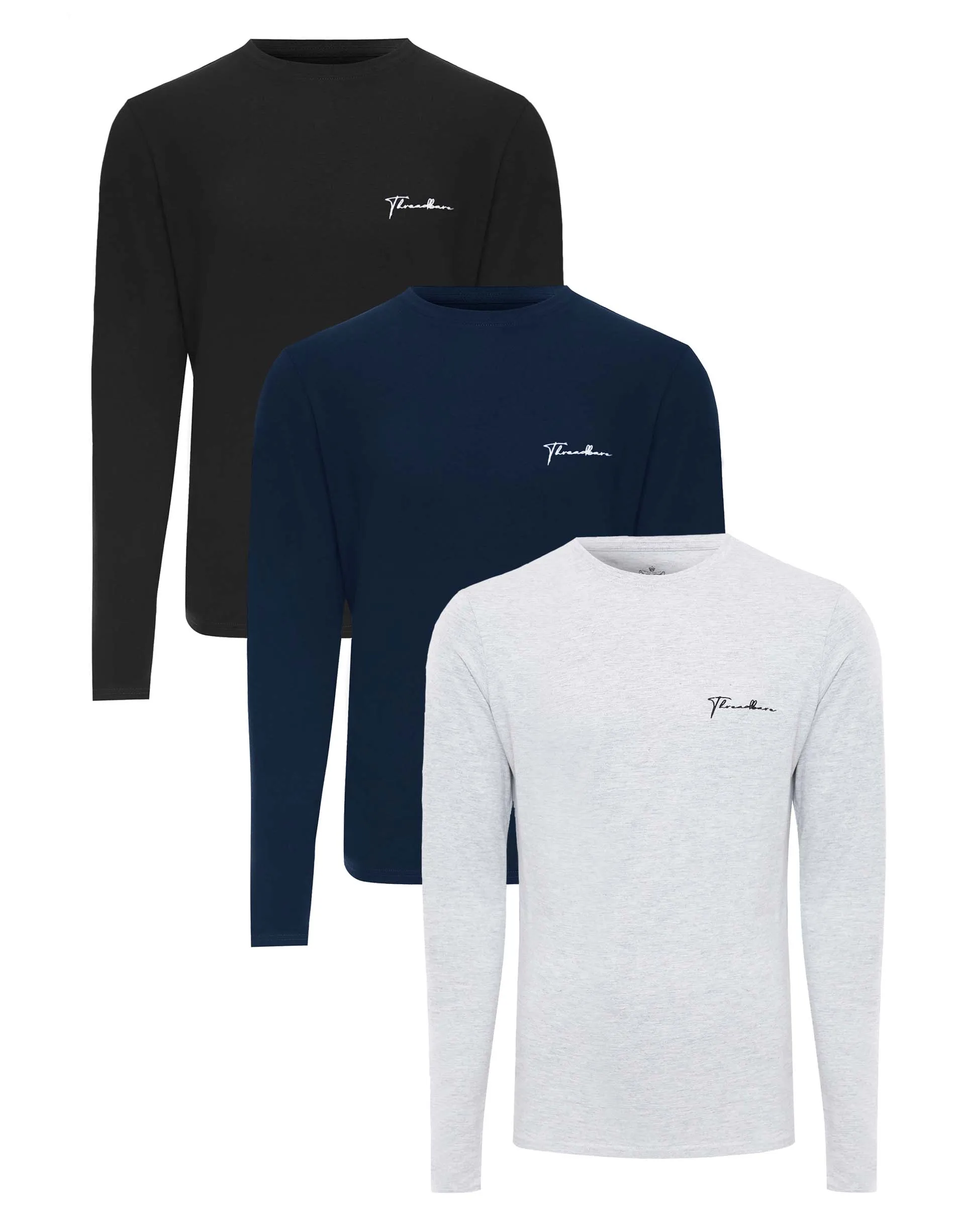 Threadbare Men's Small Script Long Sleeve Crew Neck T-Shirts (3 Pack) sold by Threadbare