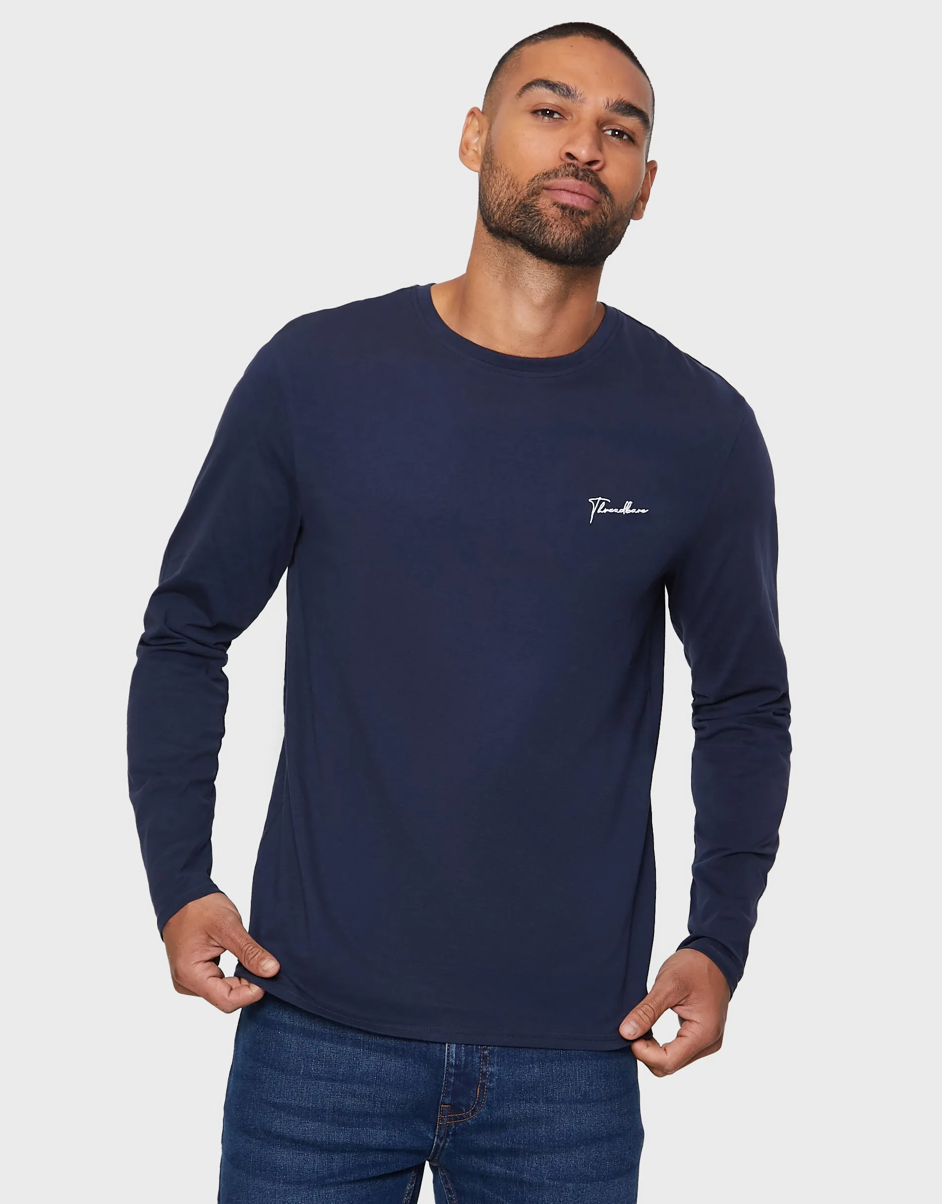 Threadbare Men's Small Script Long Sleeve Crew Neck T-Shirts (3 Pack) sold by Threadbare product image thumbnail 4