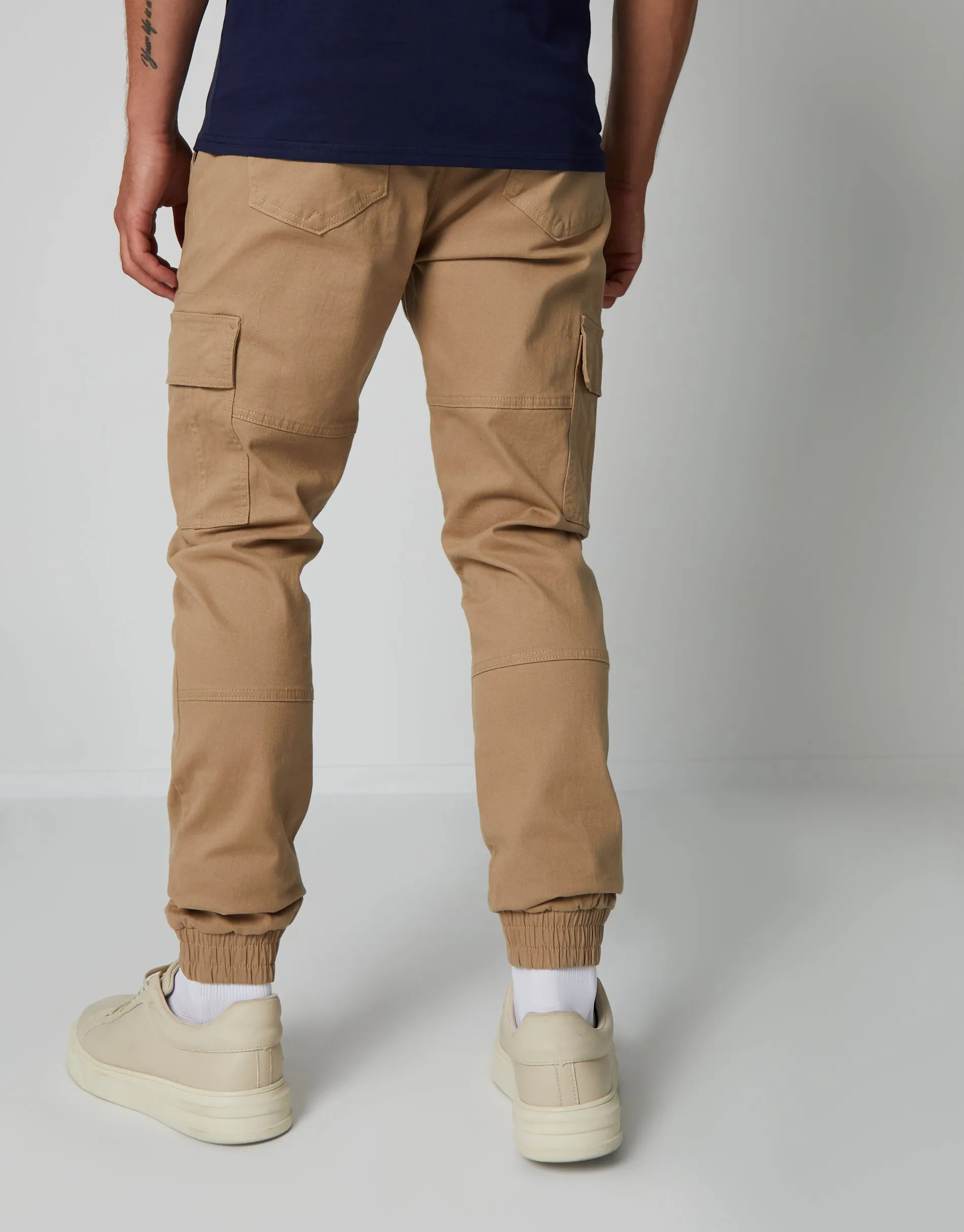 Men's Stone Slim Fit Cargo Trousers sold by Threadbare product image thumbnail 2