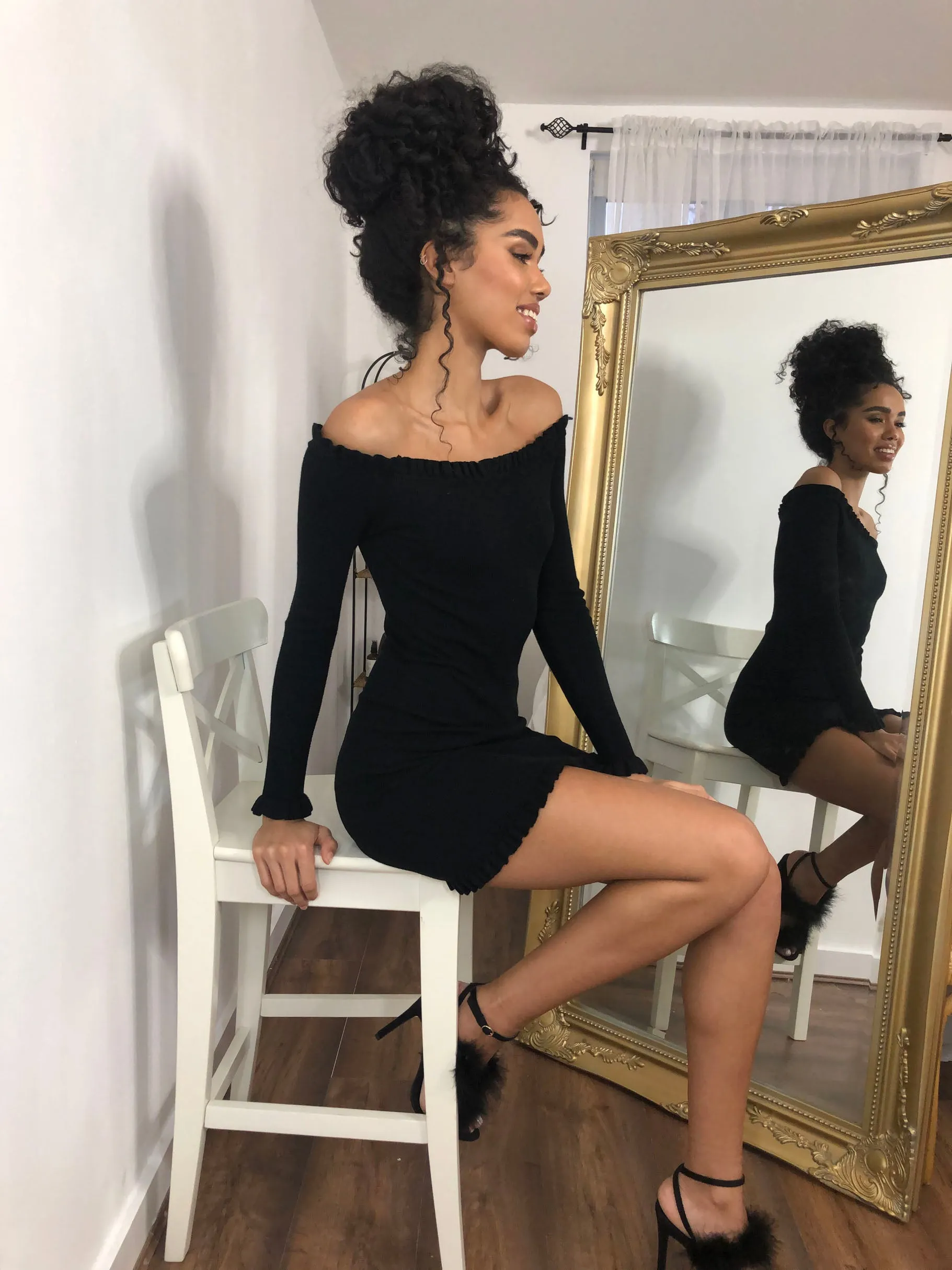 Women's Black Off Shoulder Dress sold by Threadbare product image thumbnail 2