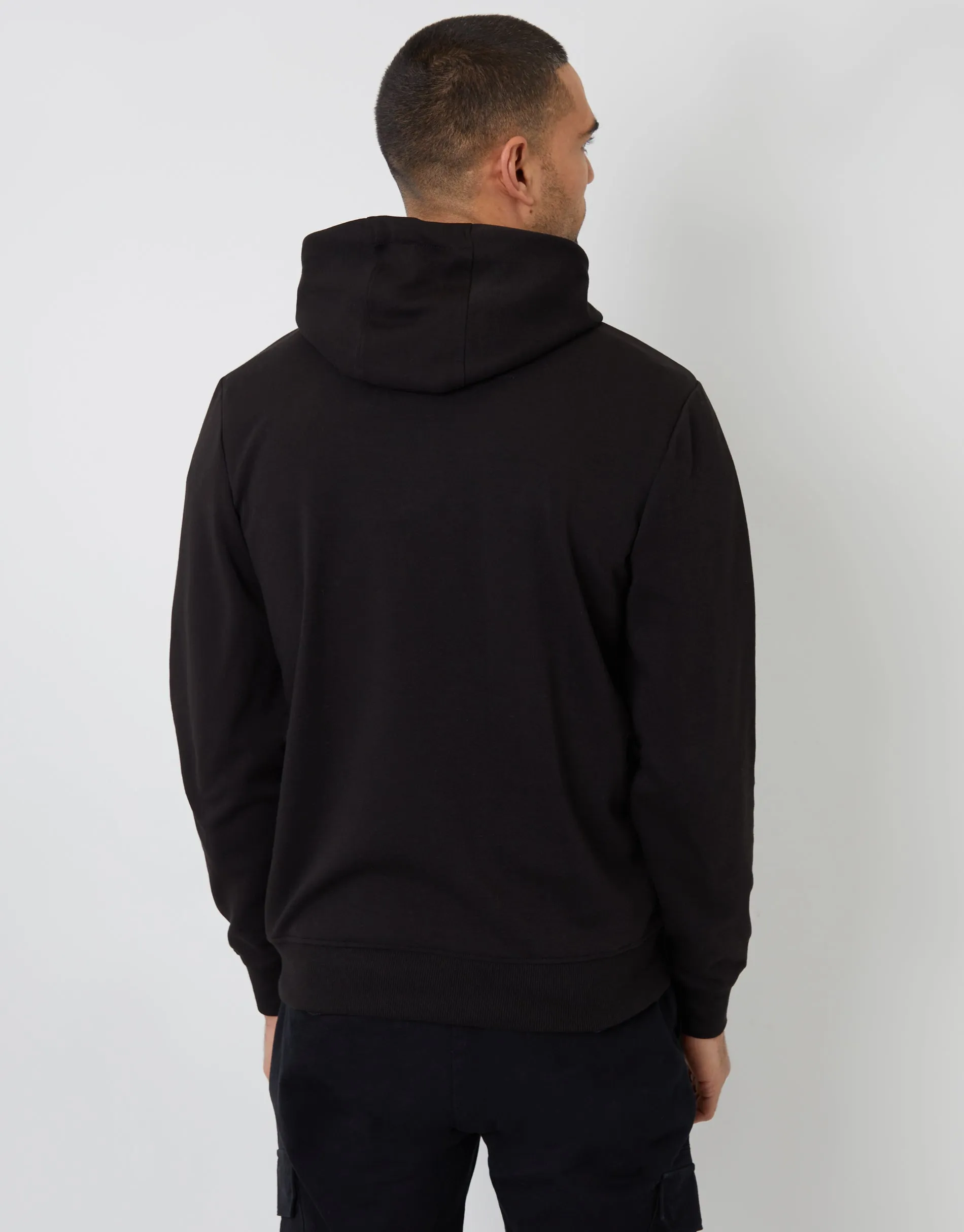 Men's Black High Neck Pullover Hoodie sold by Threadbare product image thumbnail 2