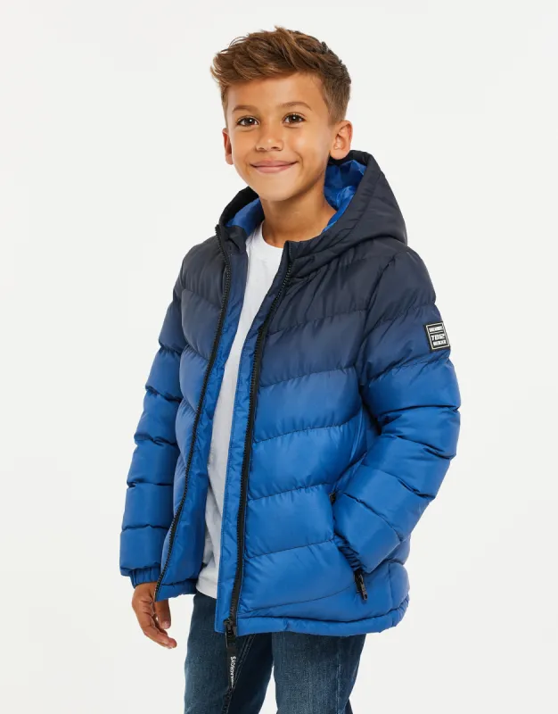 Boys' Blue Ombré Puffer Jacket sold by Threadbare