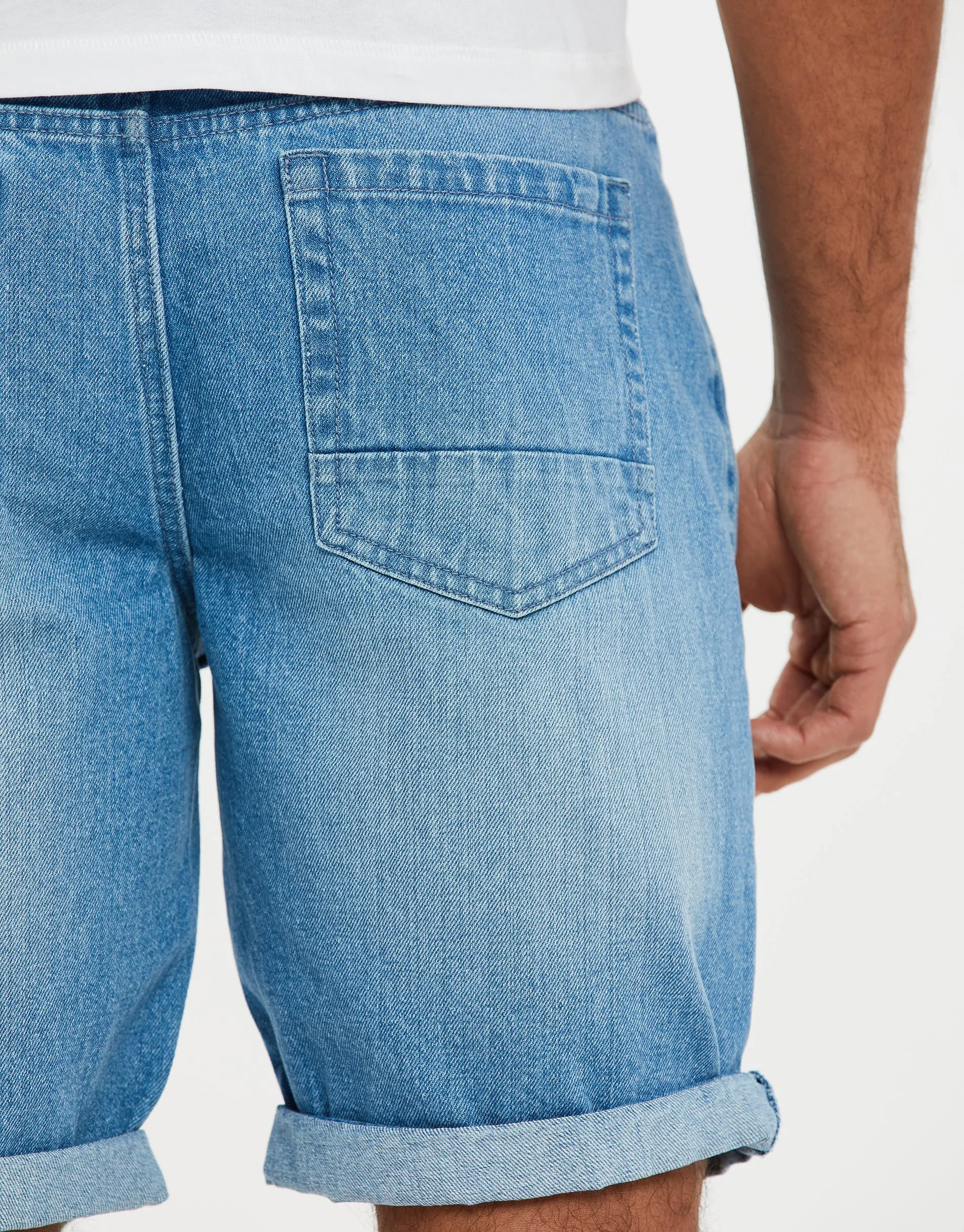 Men's Light Wash Denim Shorts sold by Threadbare product image thumbnail 4