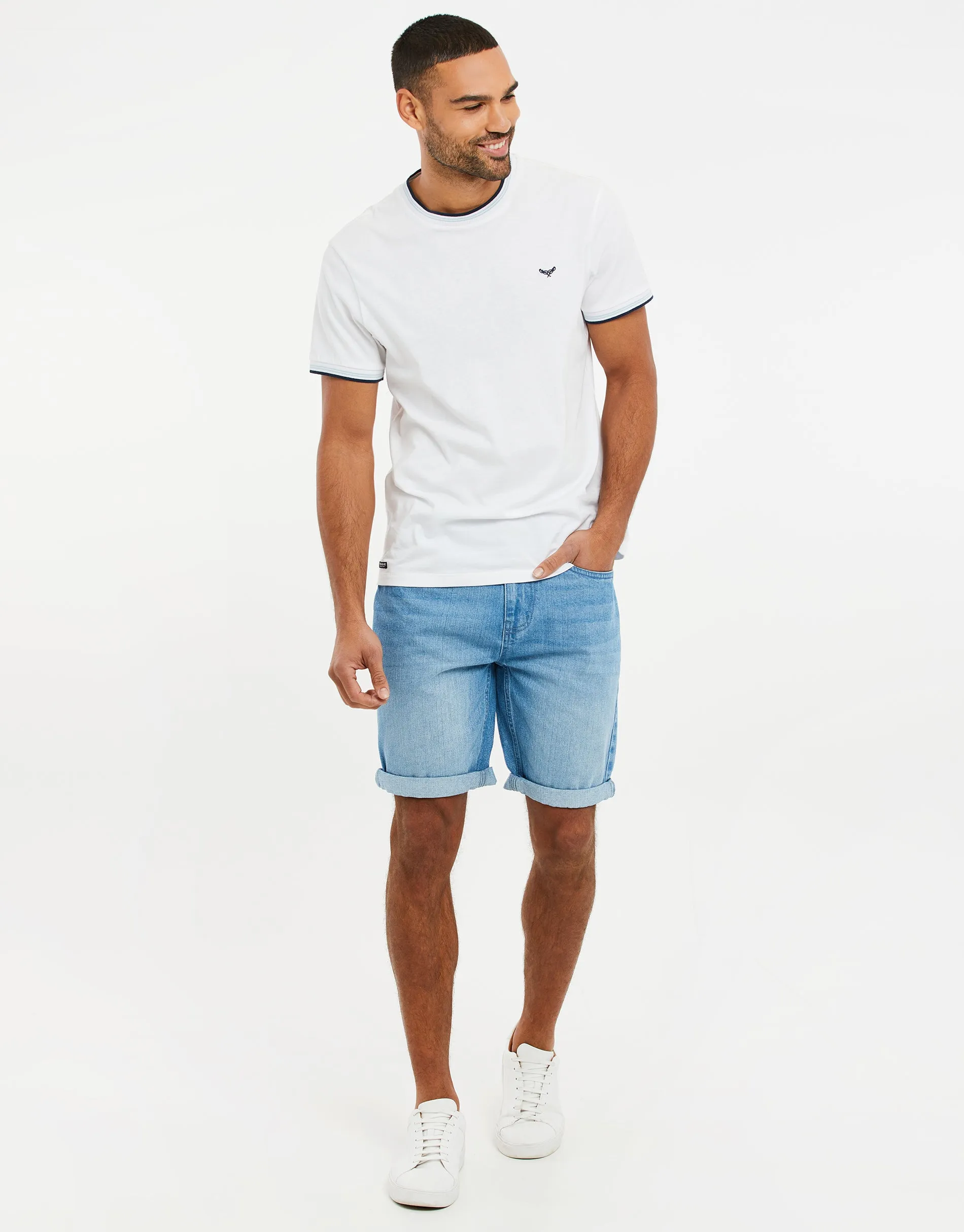 Men's Light Wash Denim Shorts sold by Threadbare product image thumbnail 3
