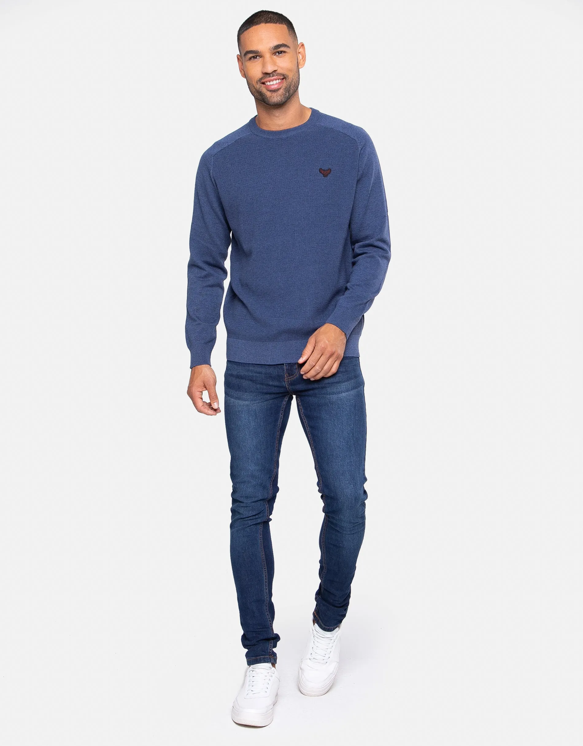 Men's Denim Blue Crew Neck Jumper sold by Threadbare product image thumbnail 3