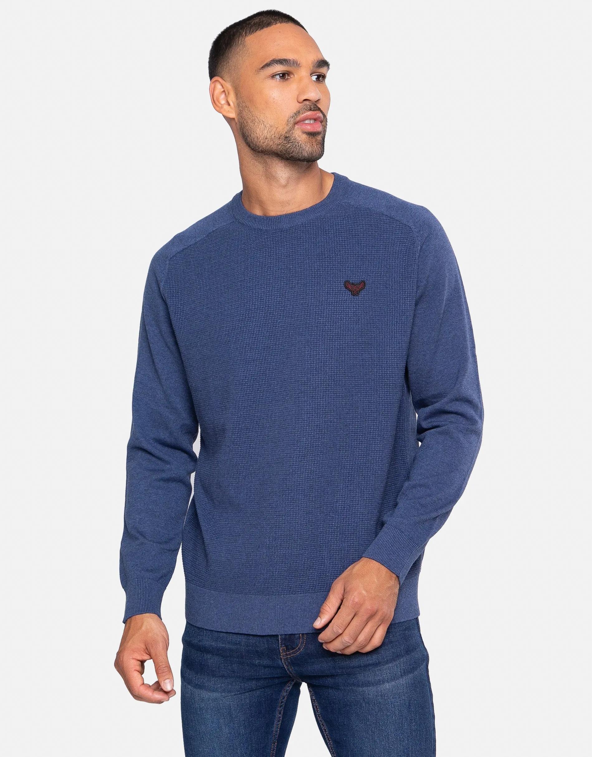 Men's Denim Blue Crew Neck Jumper sold by Threadbare