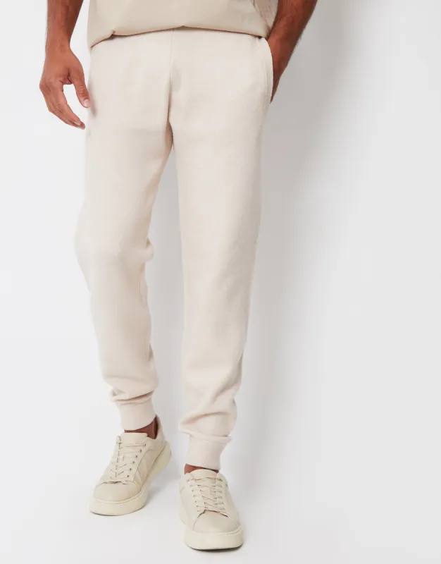 Threadbare Luxe Men's Ecru Knitted Joggers sold by Threadbare